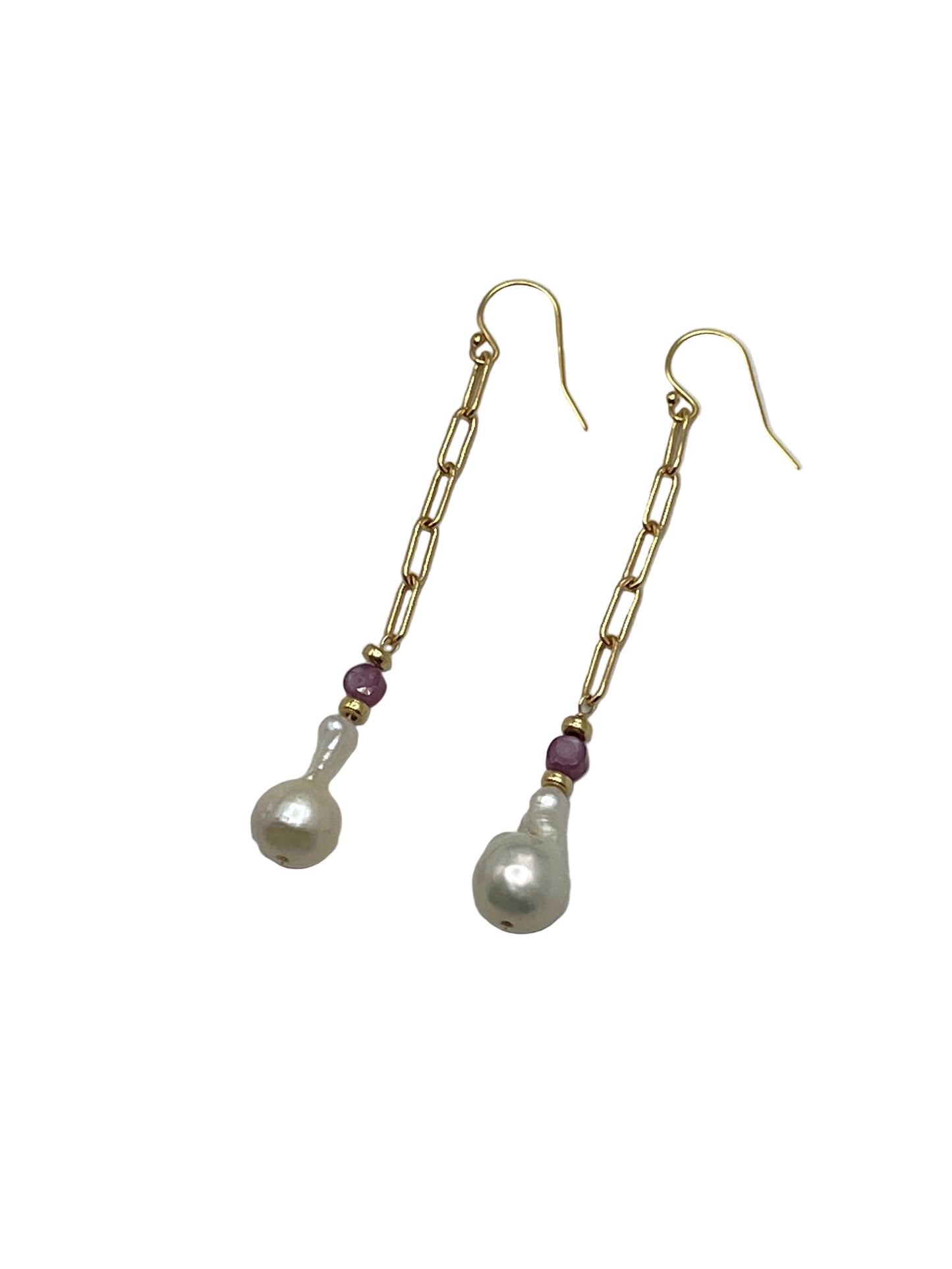 Pearl & Star Ruby Gold Filled Earrings