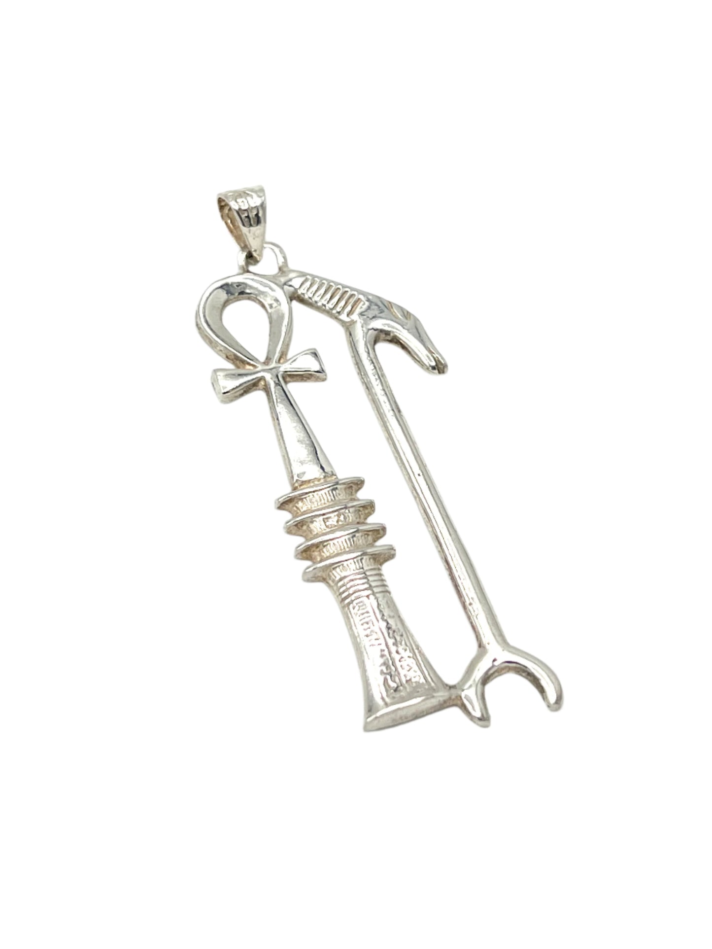 Silver Anhk Djed Was Scepter Pendant