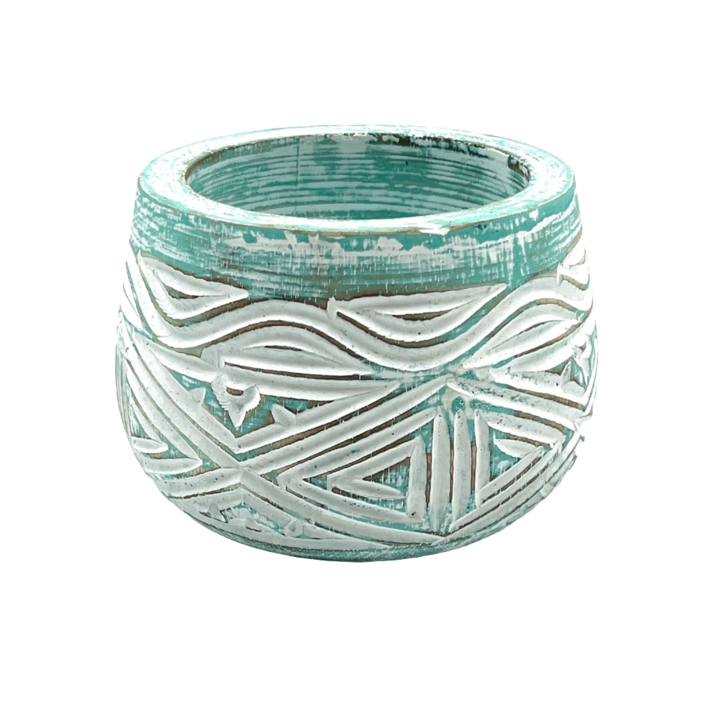 Carved Geometric Pot