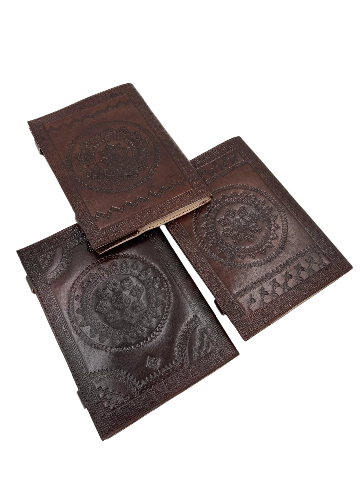 Camel Leather Gemstone Journal | Mandala | 10" x 7" x 1/2"