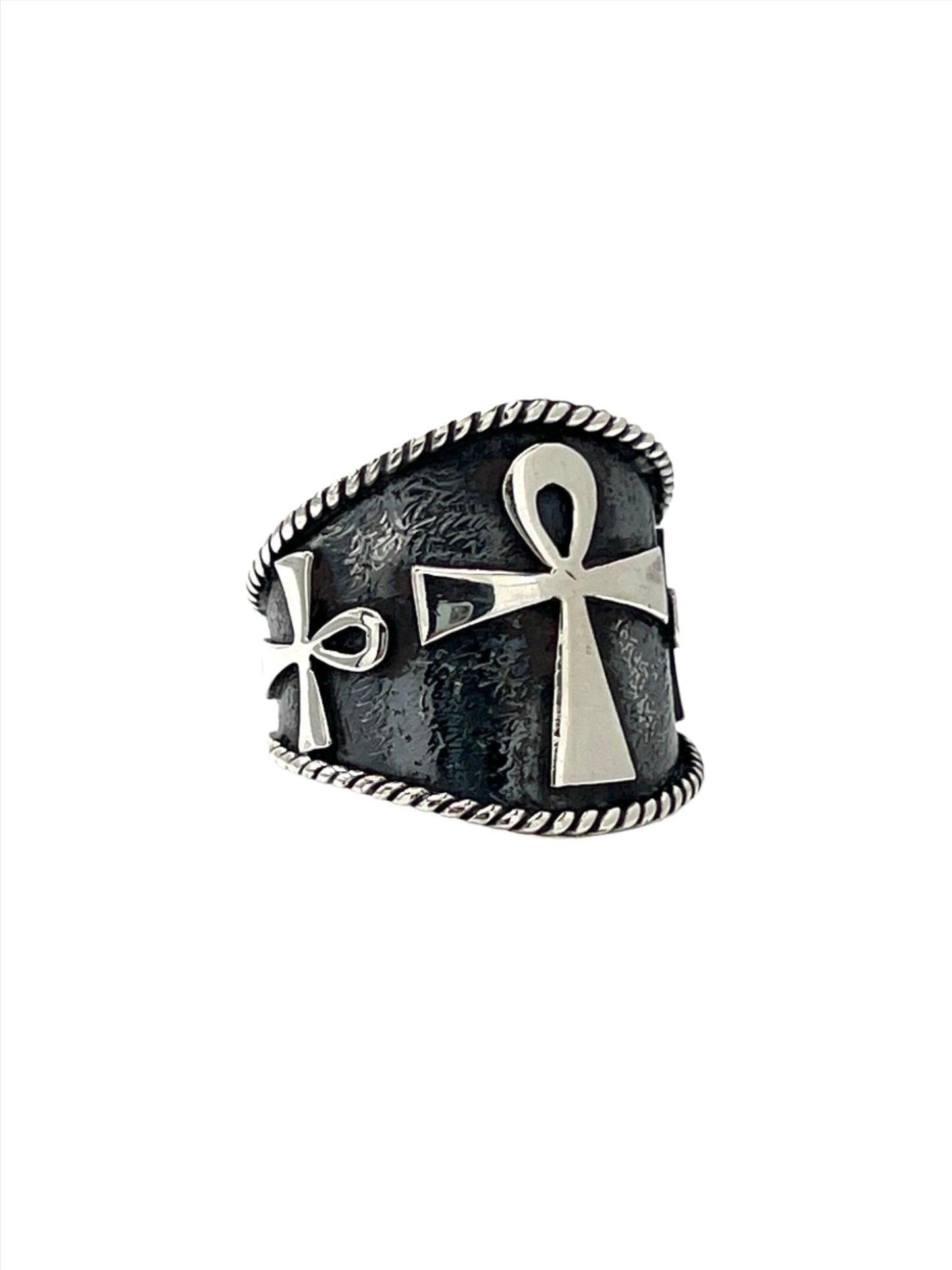 Sterling Silver Triple Ankh Ring