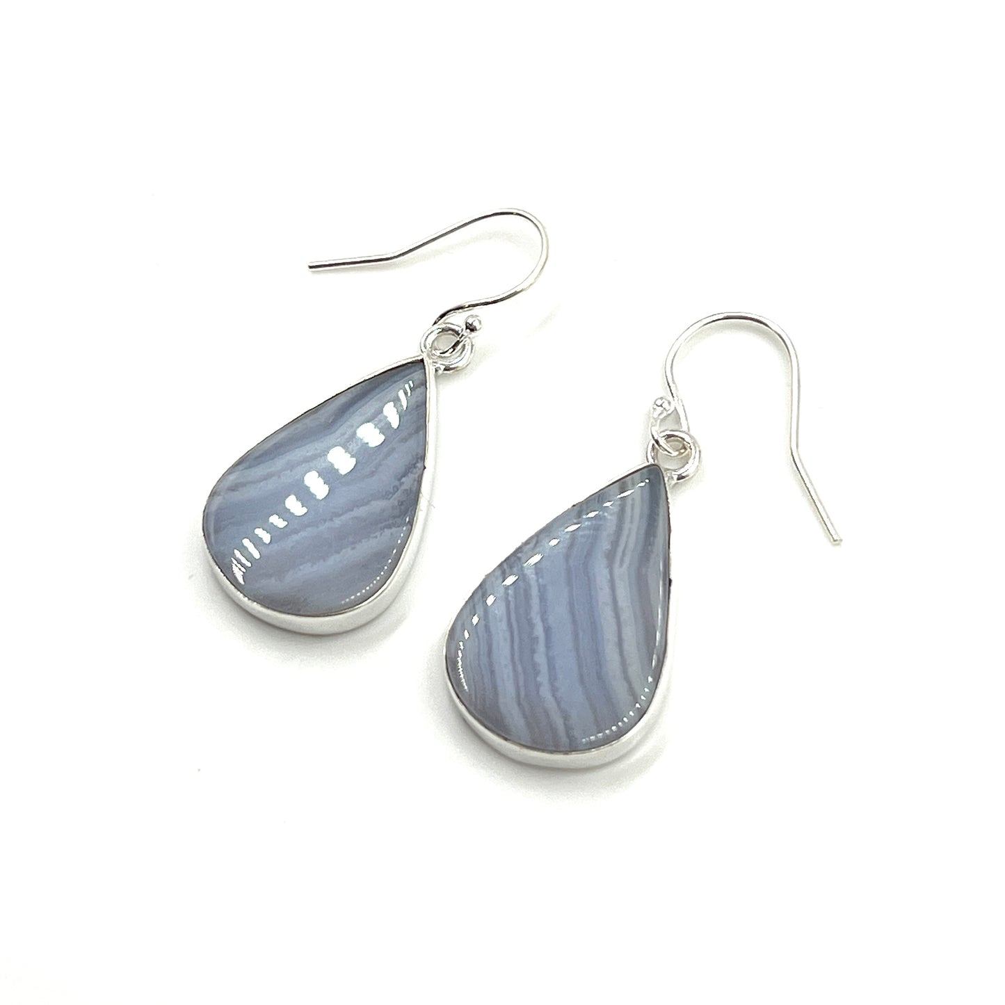 Teardrop Blue Lace Agate Earrings