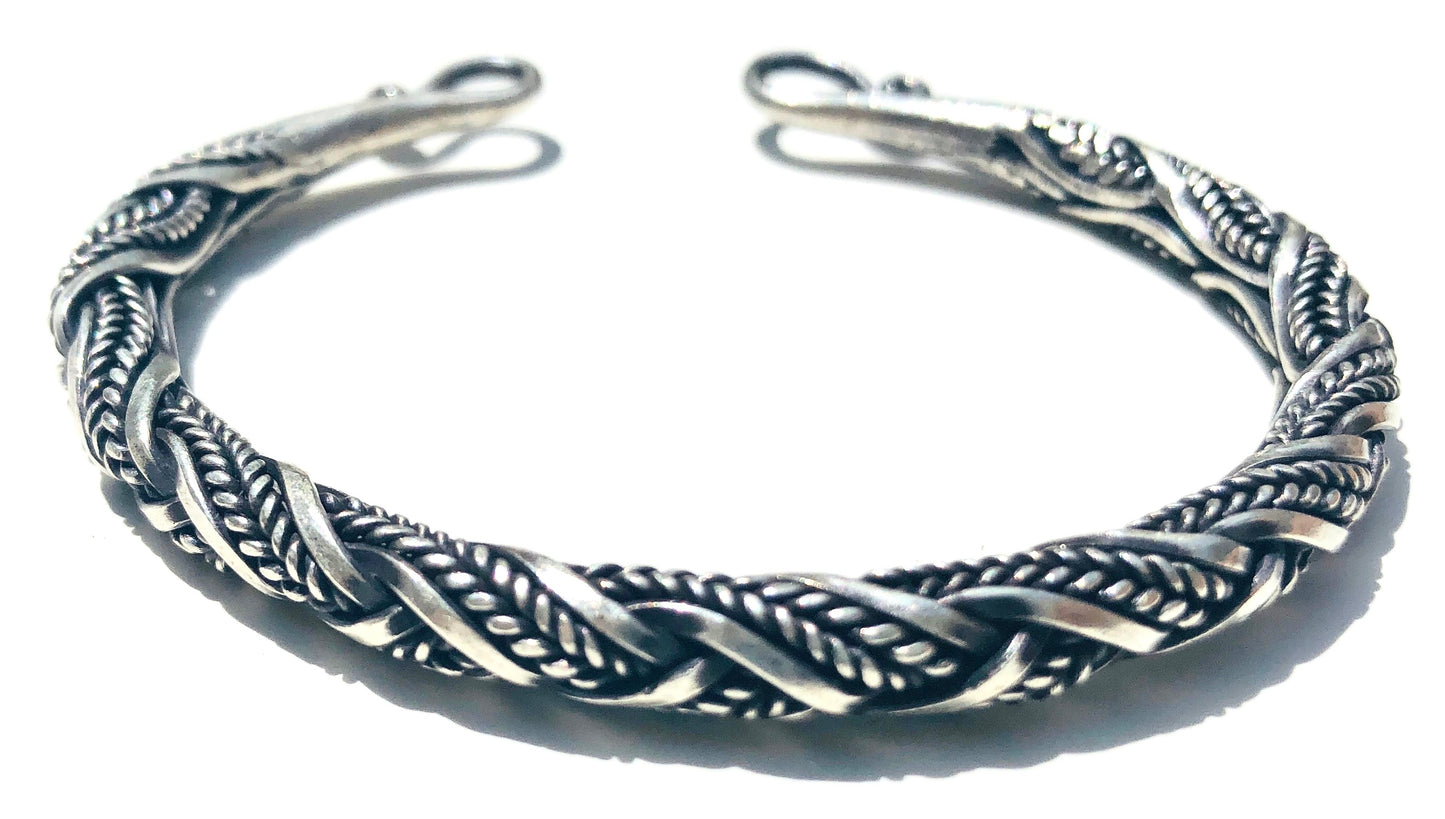 Sterling Silver Hill Tribe Rounded twist Cuff Bracelet