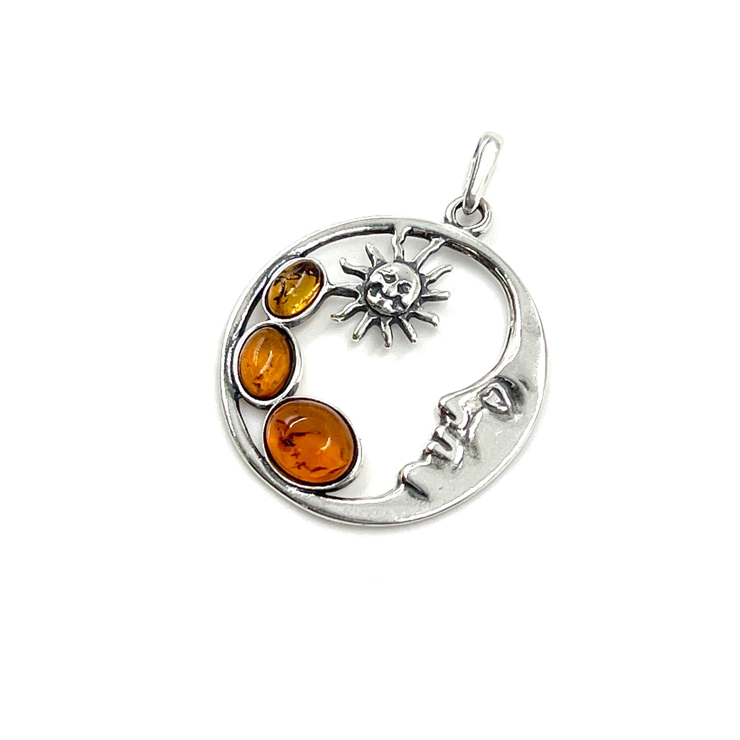 Sterling Silver Amber Moon Pendants