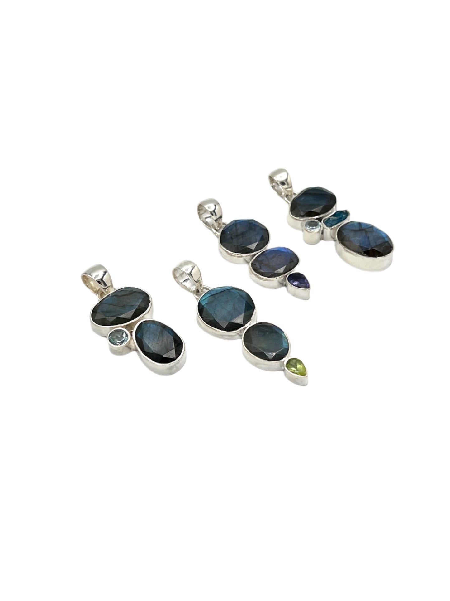 Silver Labradorite Faceted Pendants