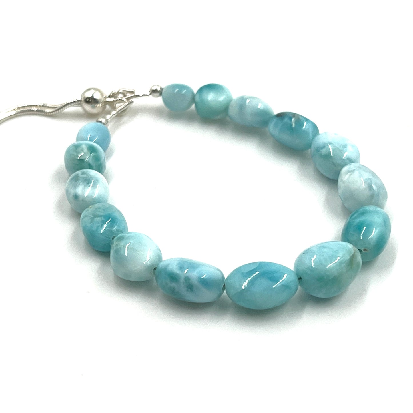 Sterling Silver Beaded Larimar Bracelets