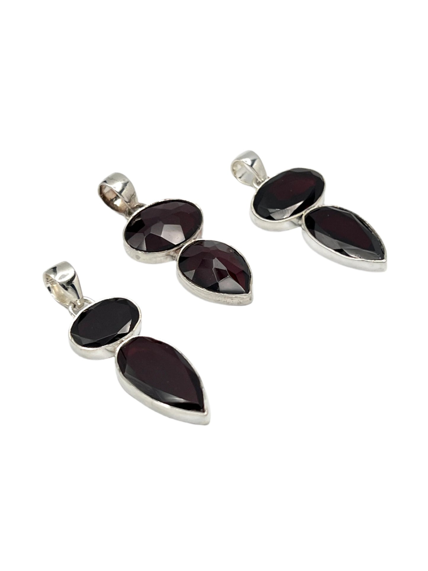 Sterling Silver Garnet Faceted Pendants