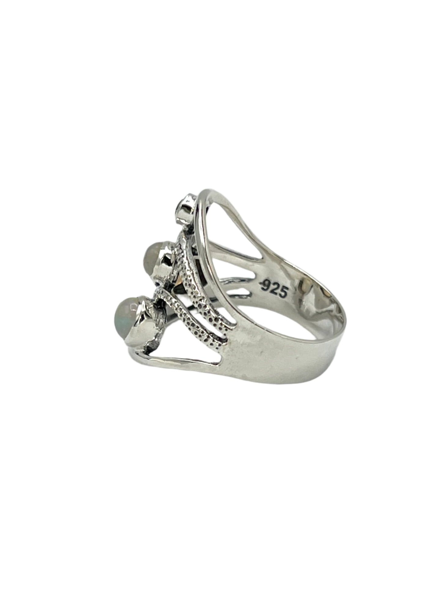 Sterling Silver Opal & Peridot Wave Ring