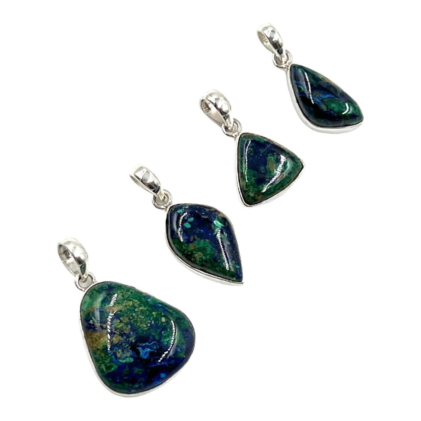 Sterling Silver Azurite Malachite Pendants