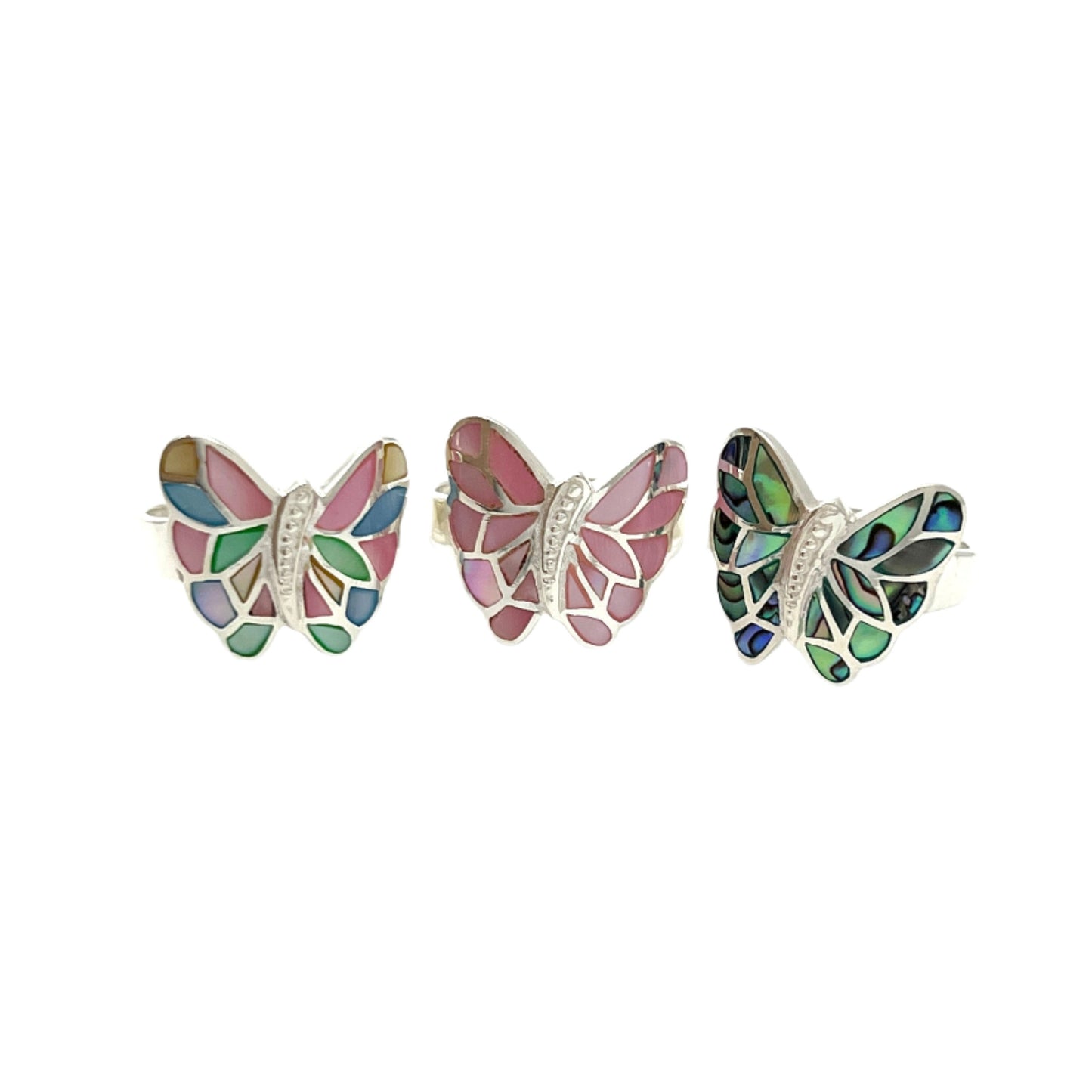 Sterling Silver Shell Butterfly Rings