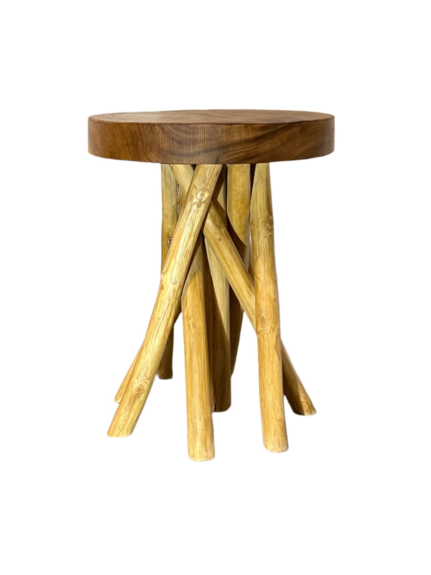 Small Teakwood Stool Intertwined Legs