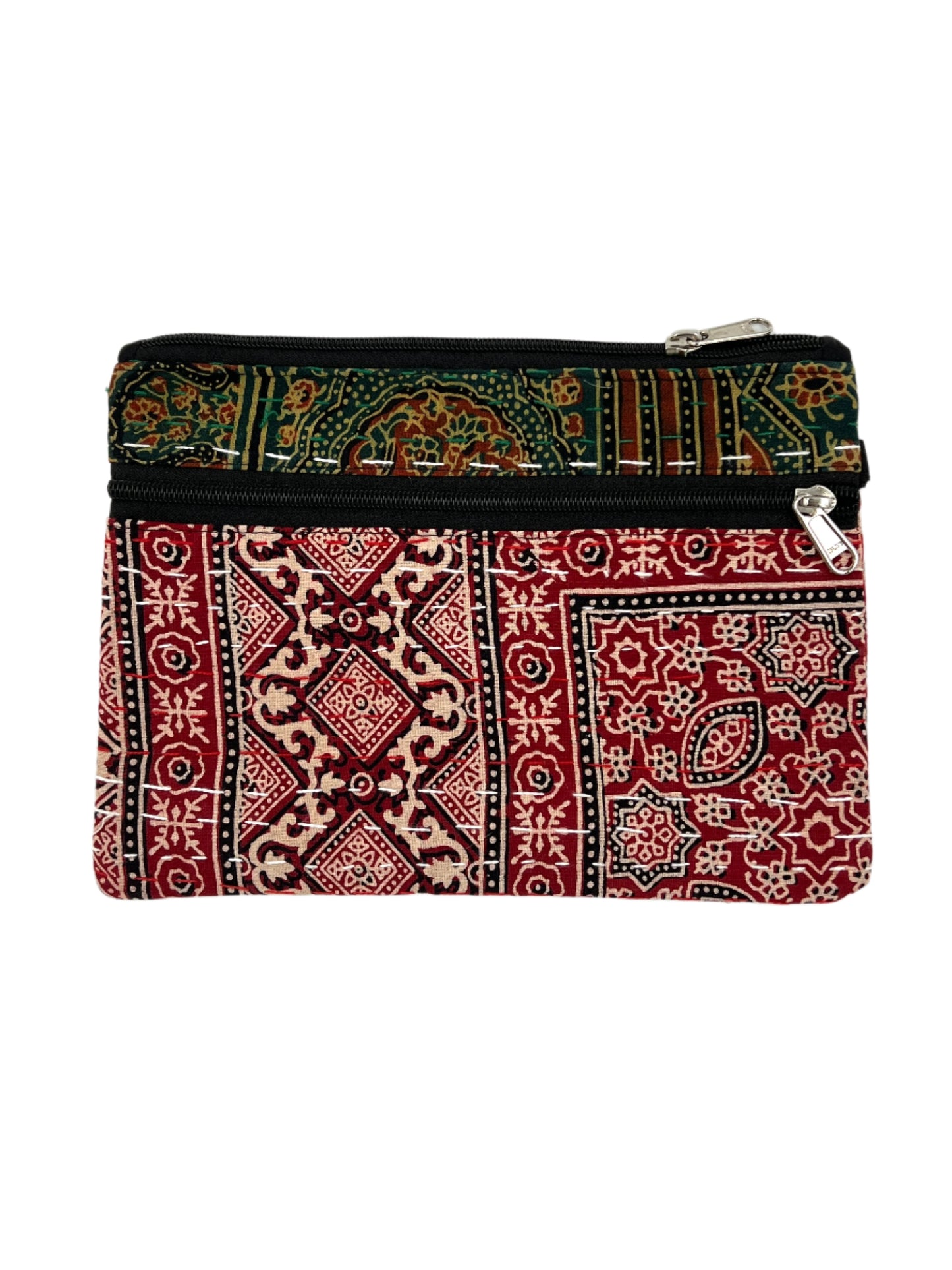 Block Print Kantha Coin Bag 10" x 7"