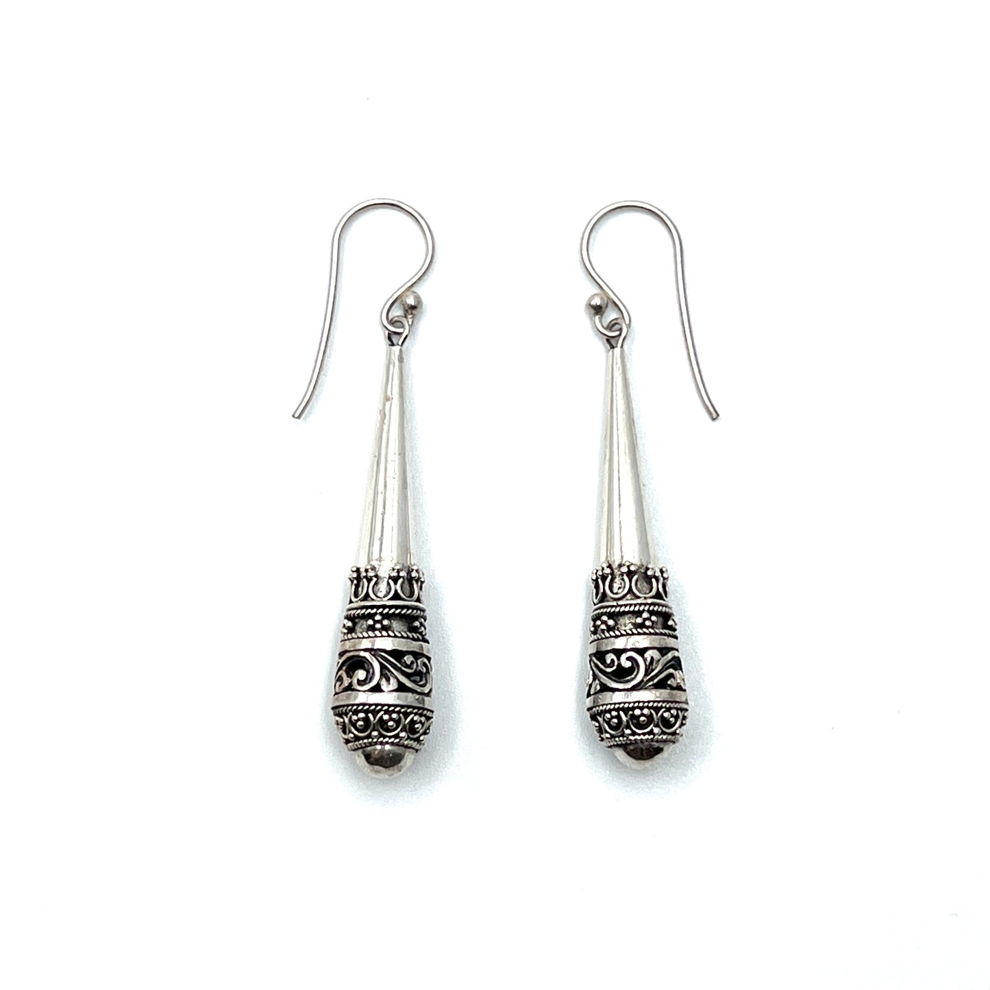 Sterling Silver Crown Drop Earrings