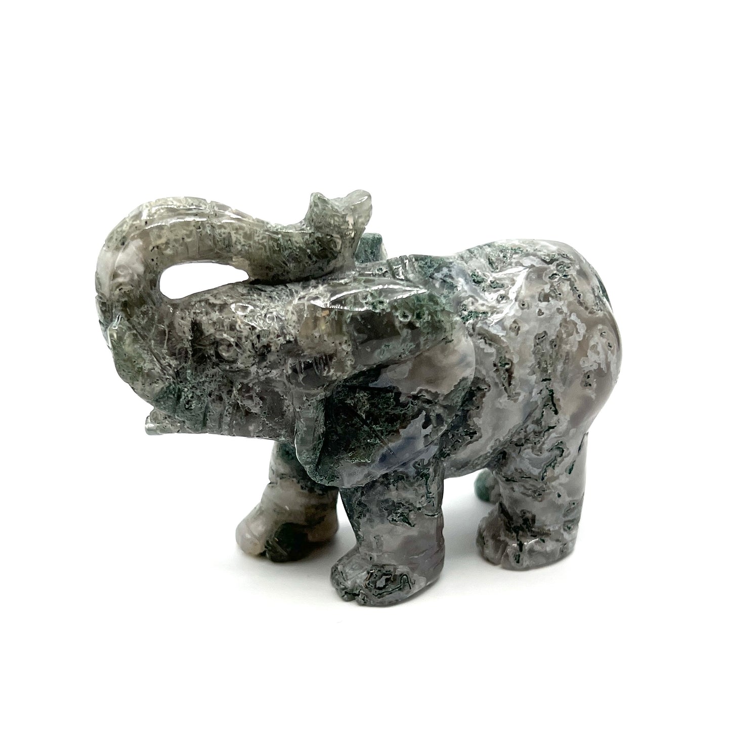 Moss Agate Elephants
