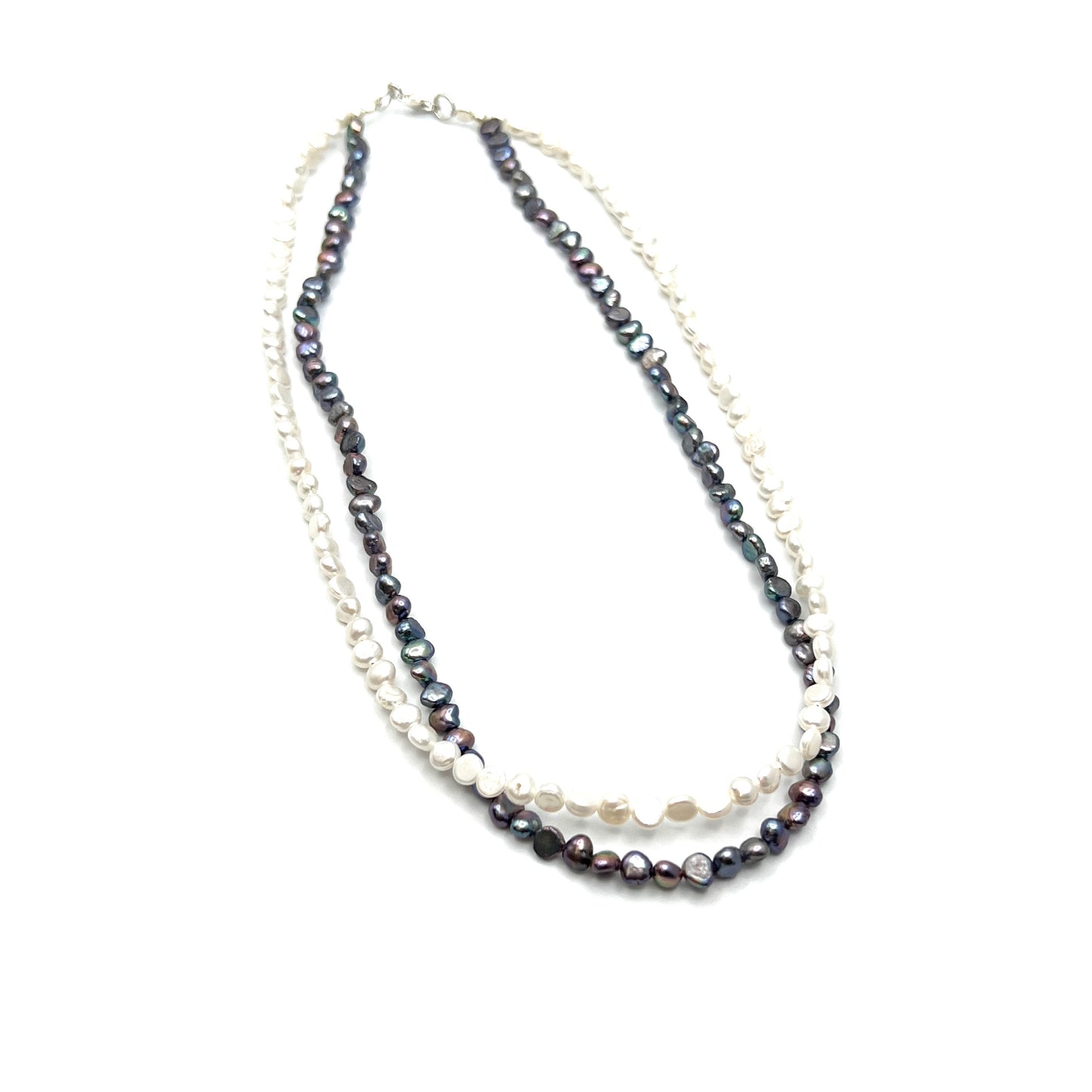 Sterling Silver Multi Strand Pearl Necklace