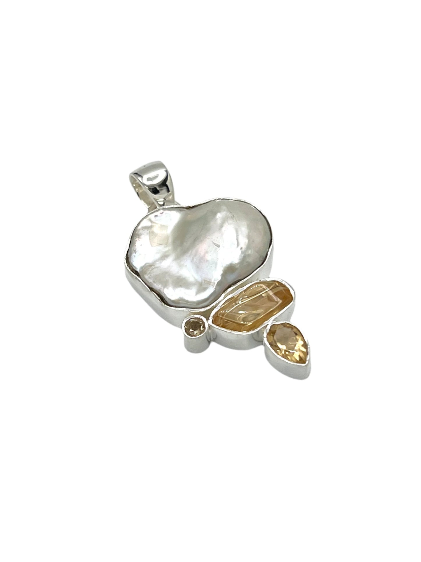 Sterling Silver Pearl & Citrine Pendants