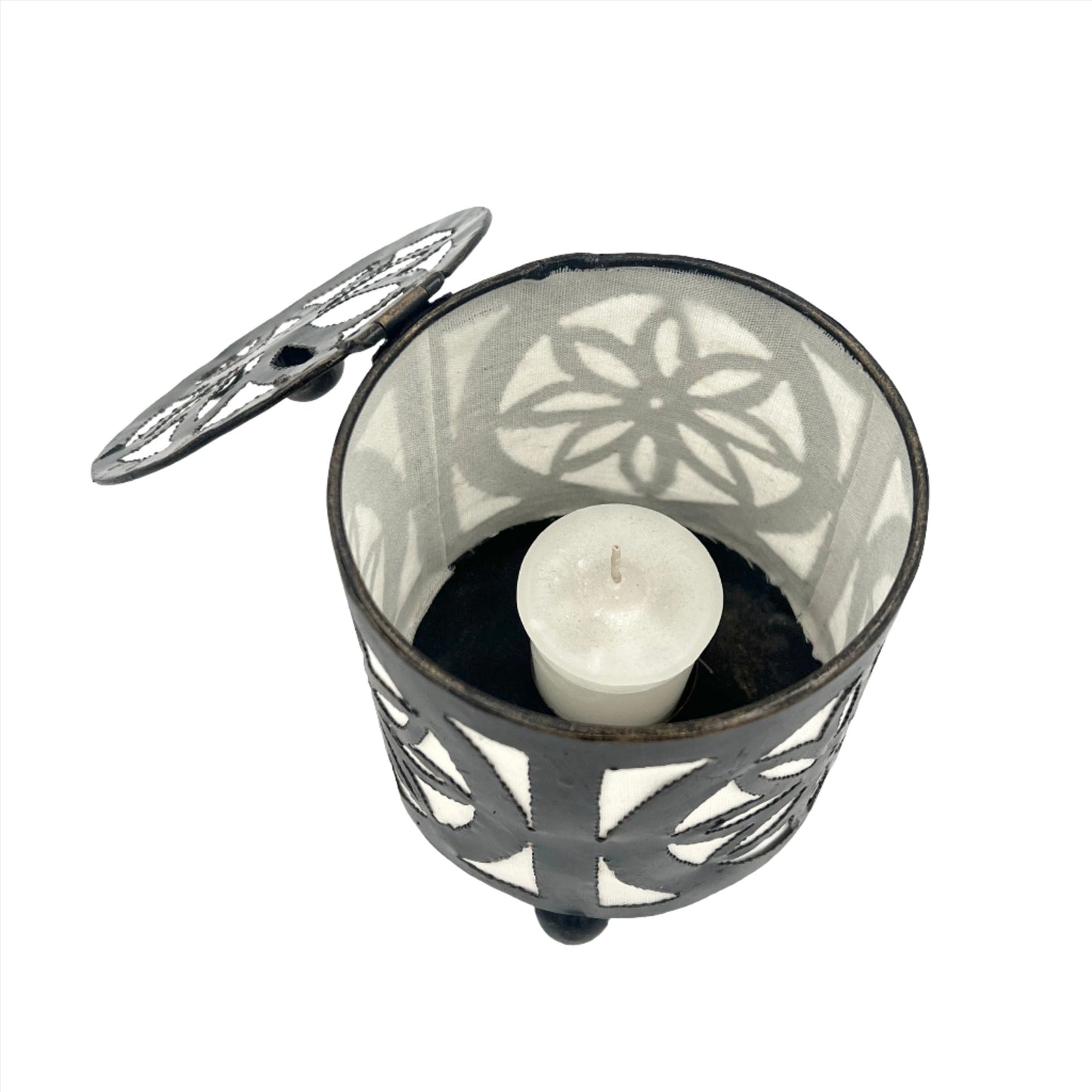 Handcut Om Iron Candle Holders w/ Lid