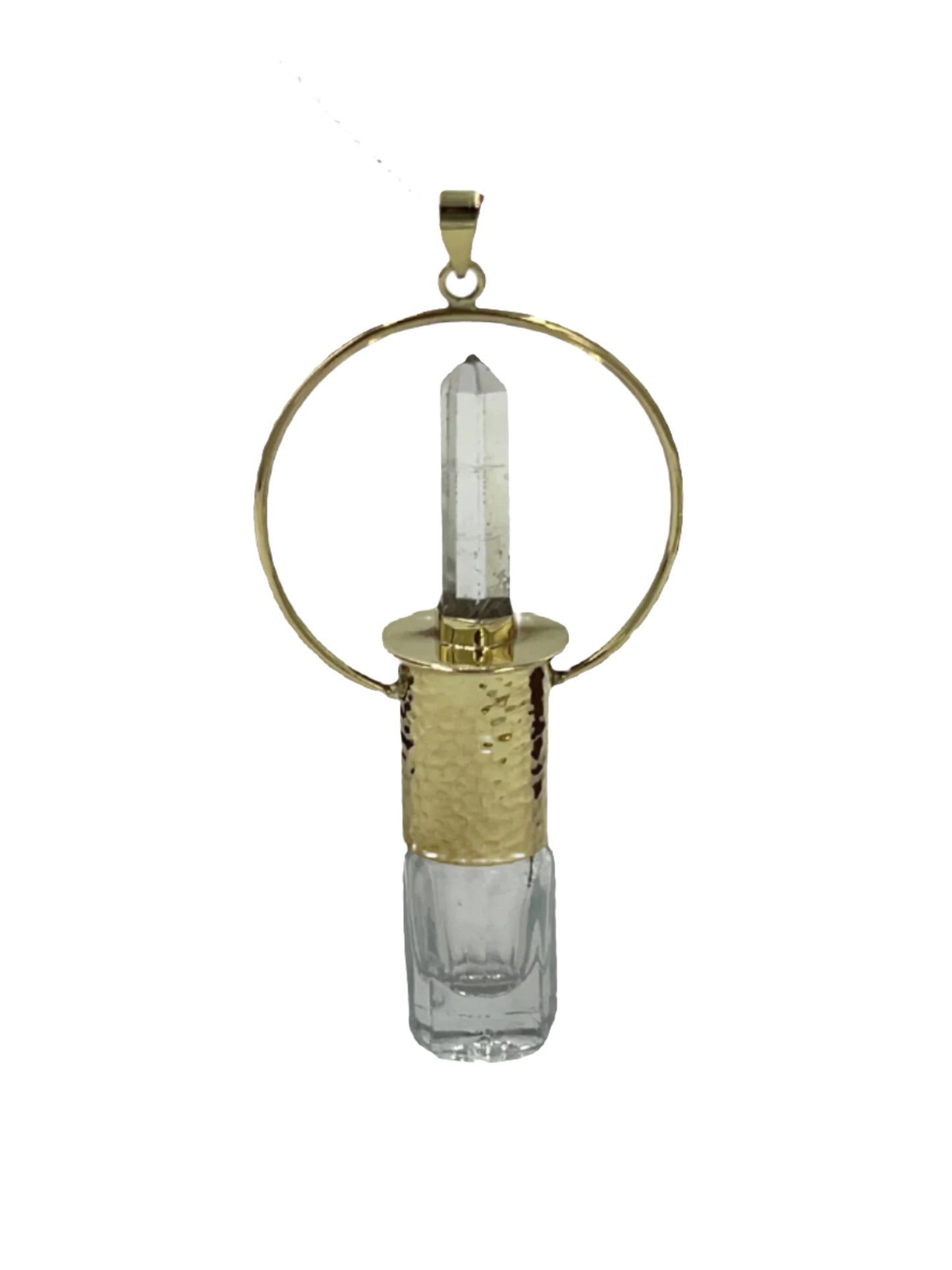 Clear Quartz Oil Bottle Bronze Pendants