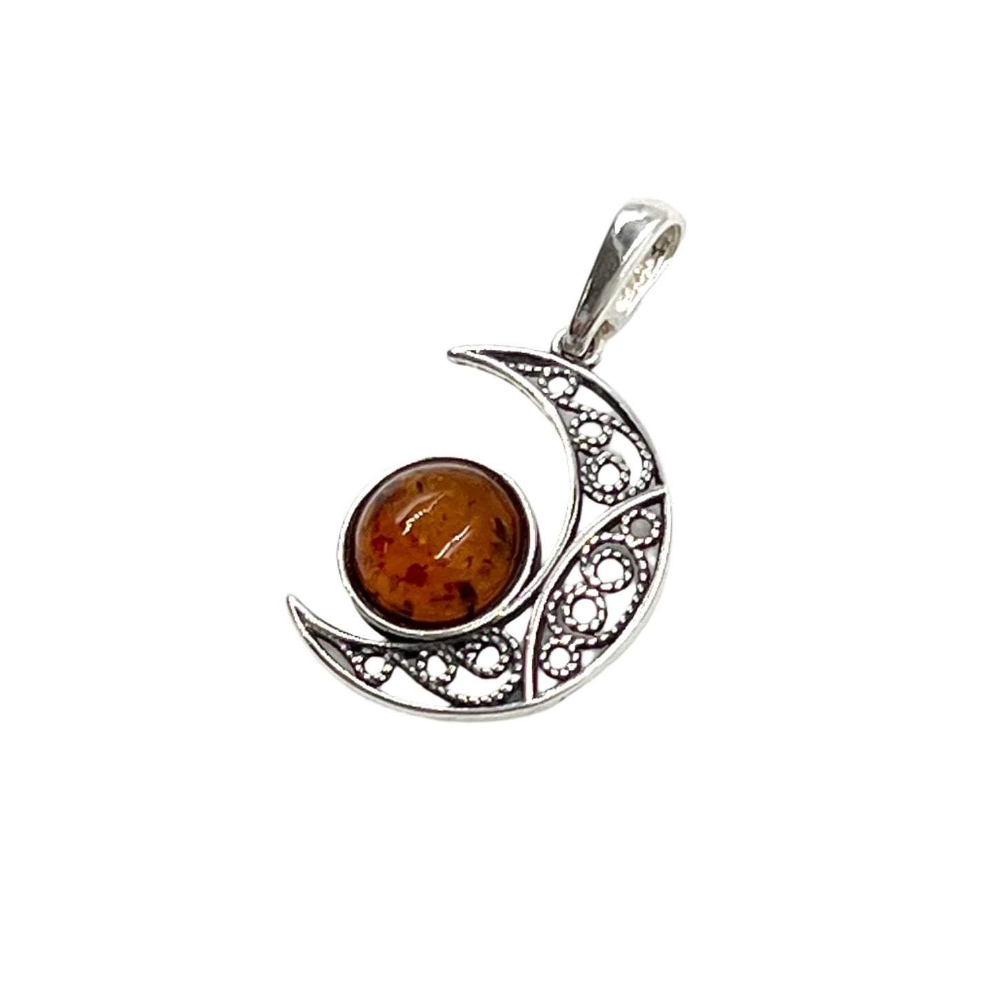 Sterling Silver Amber Moon Pendants