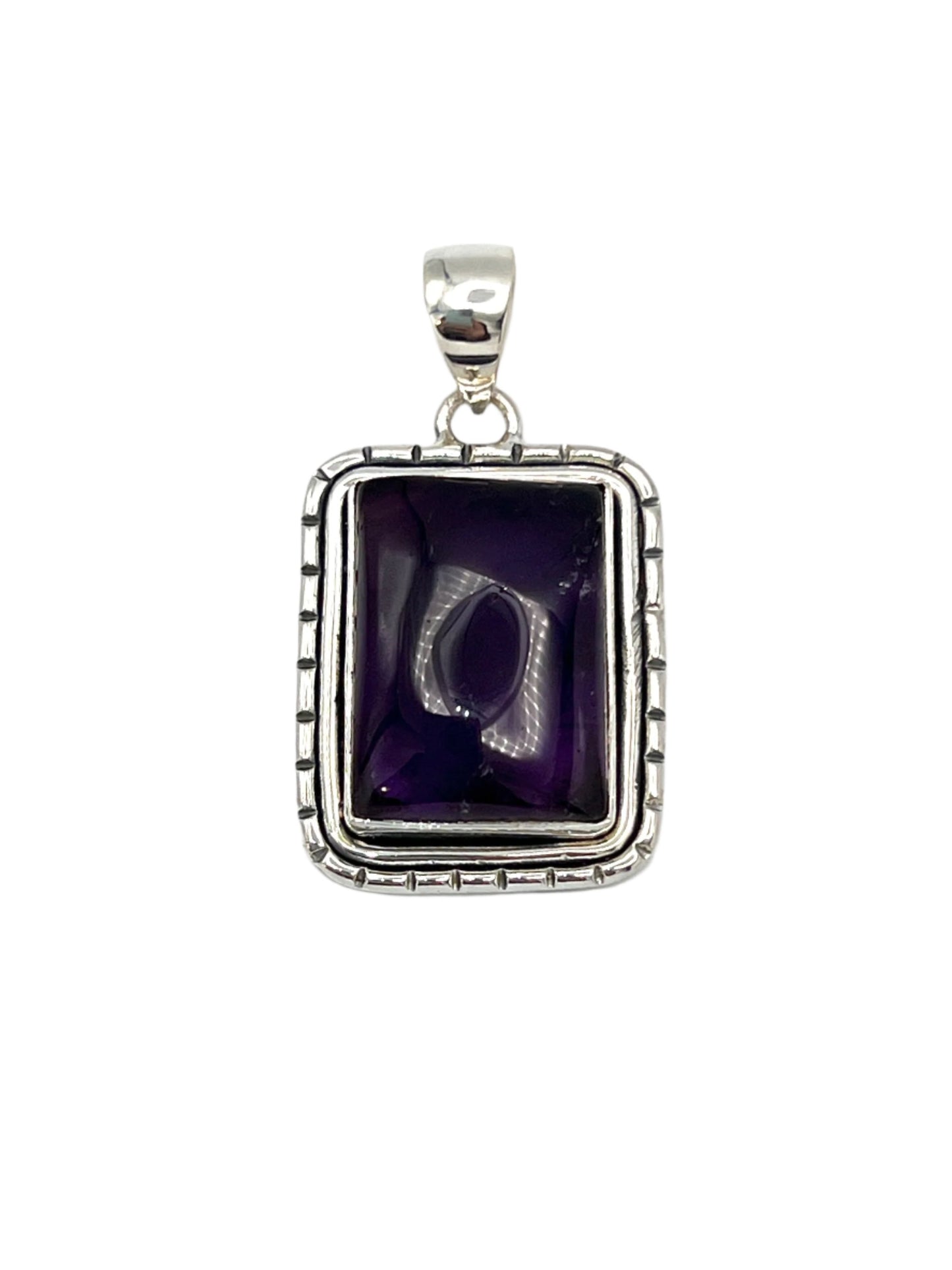 Sterling Silver Rectangle Amethyst Pendants
