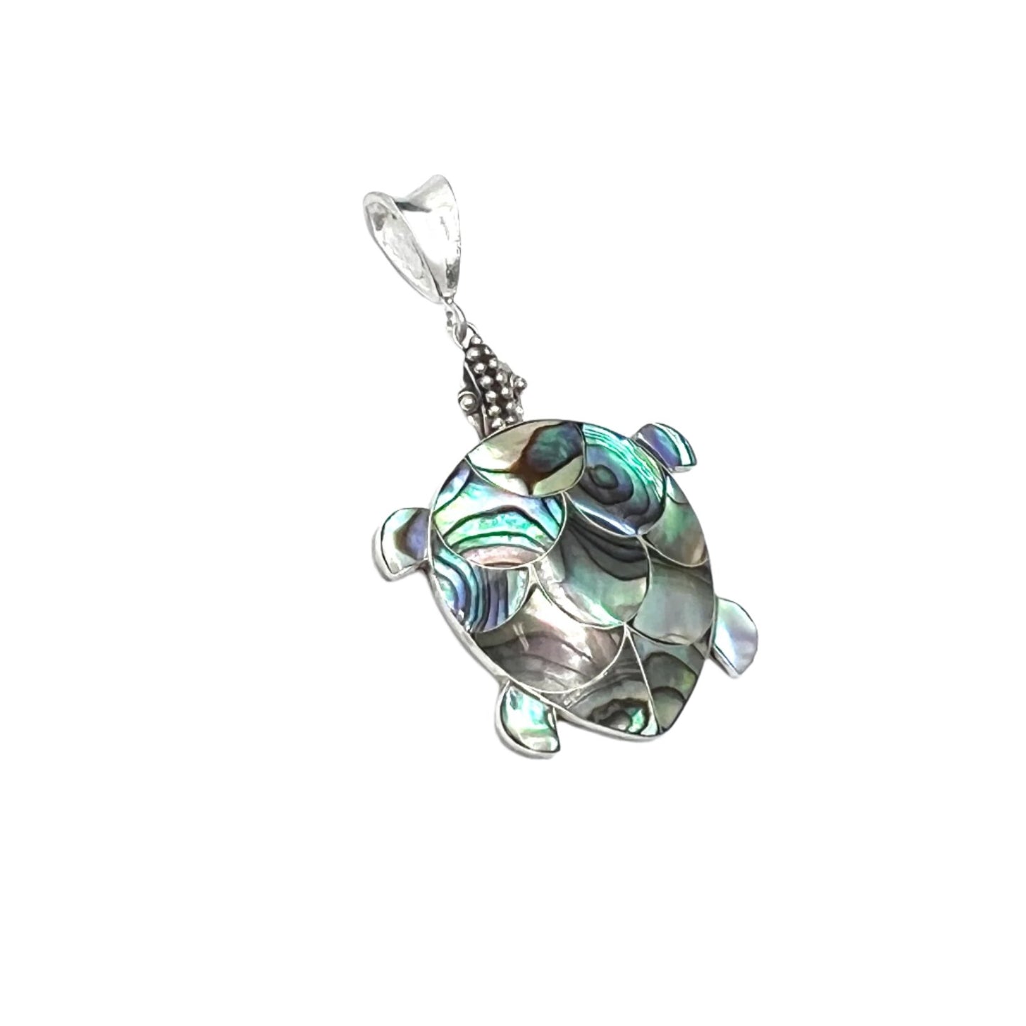 Sterling Silver Abalone Sea Turtle Pendant