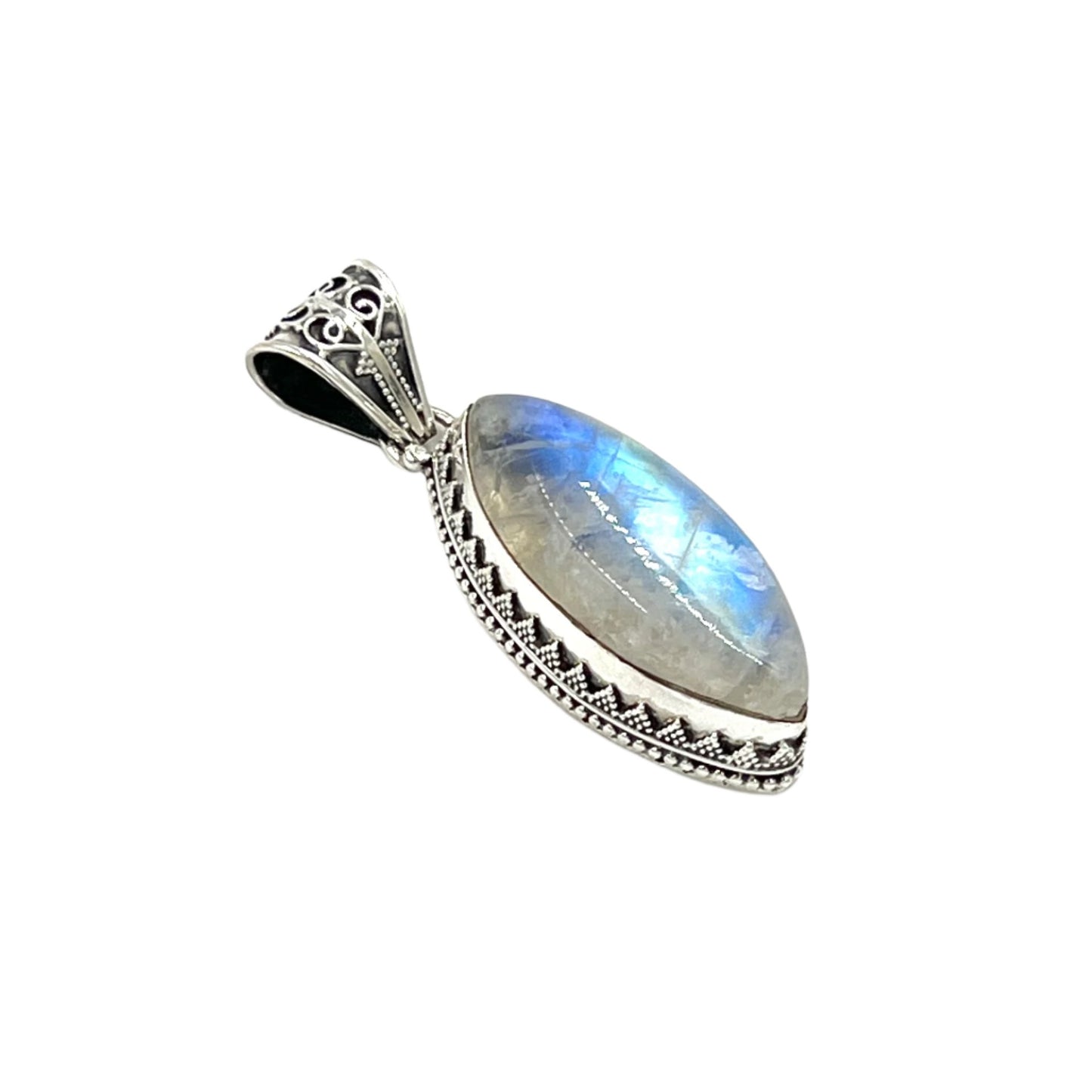 Sterling Silver Filigree Marquise Moonstone Pendant
