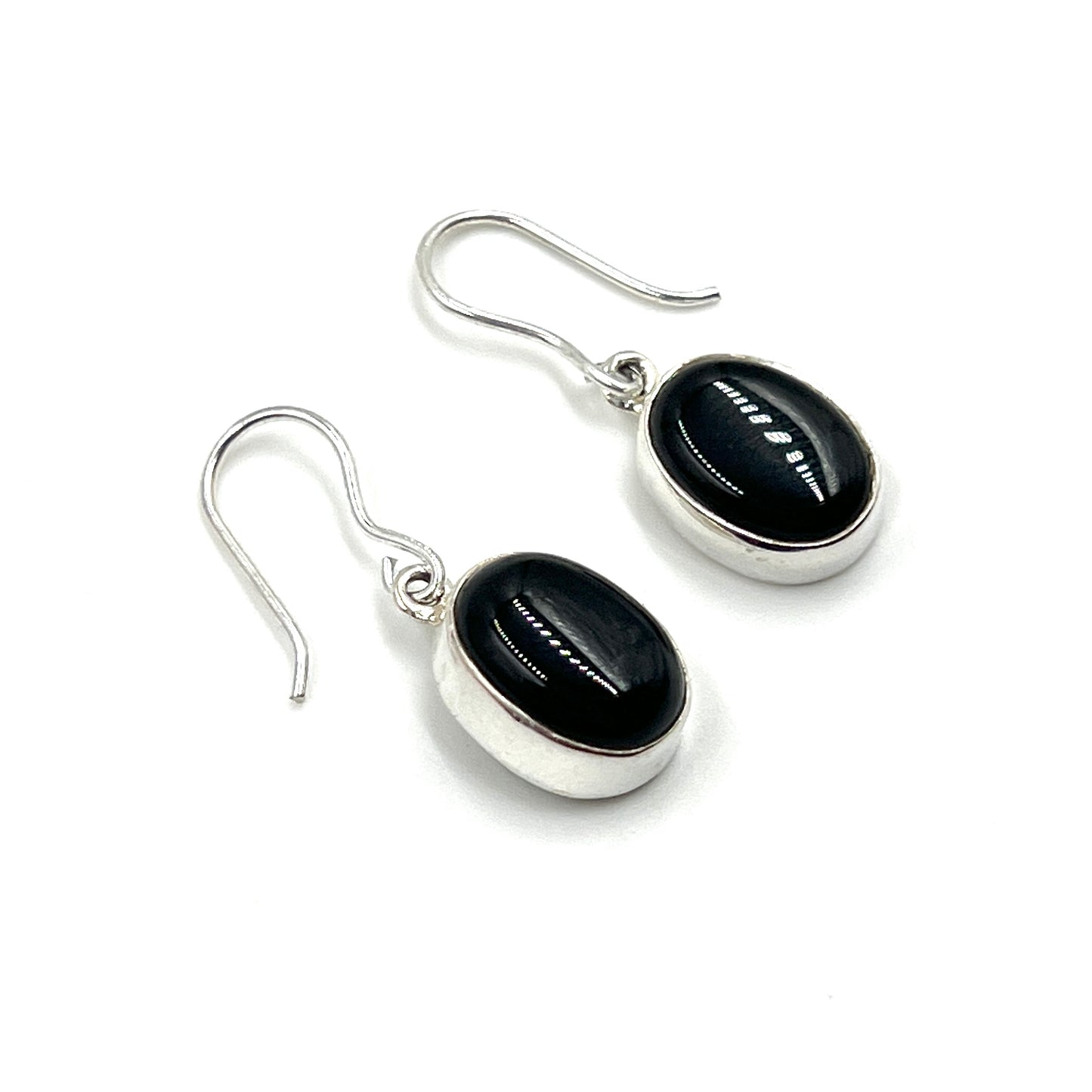 Sterling Silver Oval Onyx Earrings