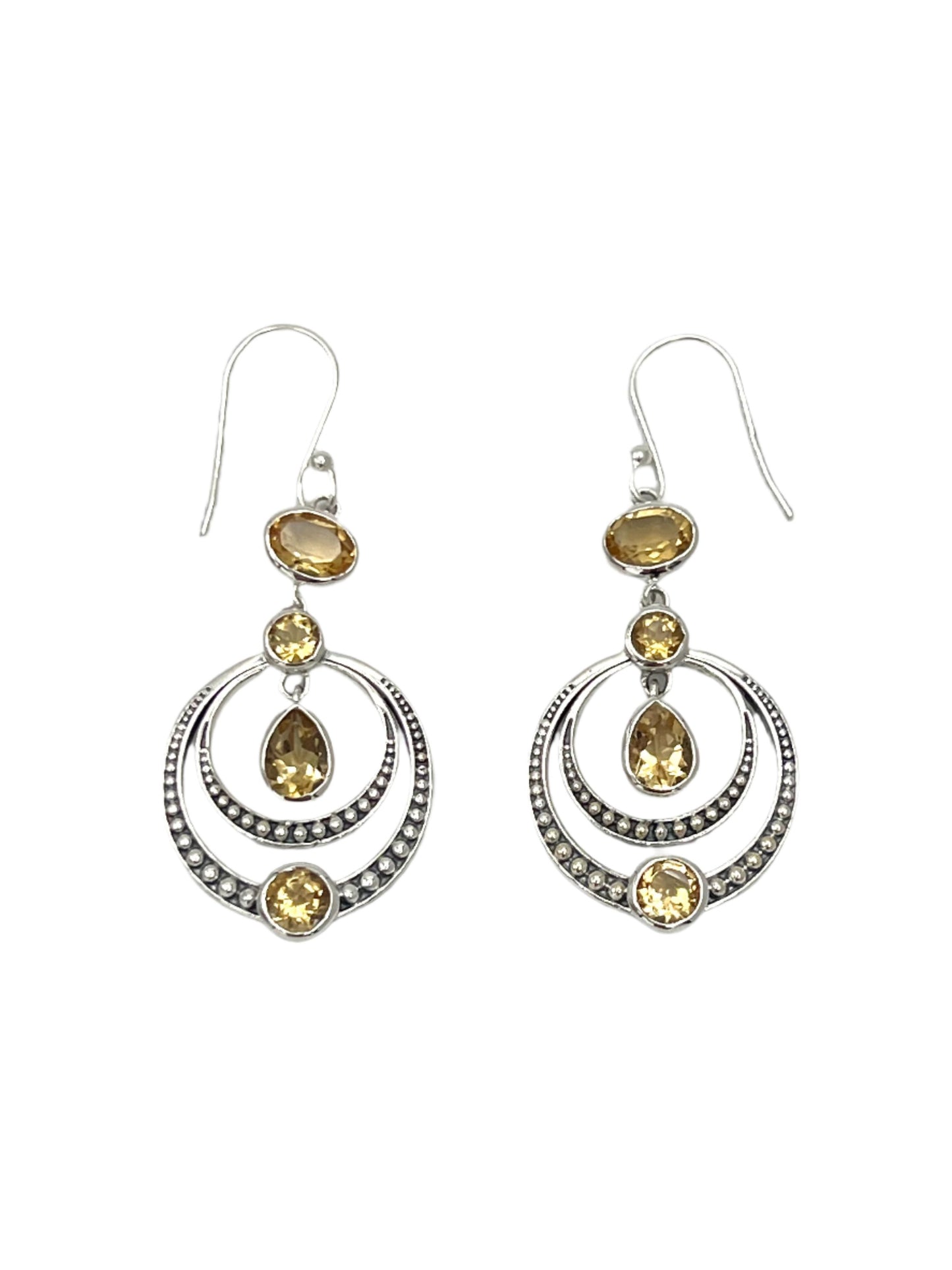 Sterling Silver Gemstone Circle Chandelier Earrings