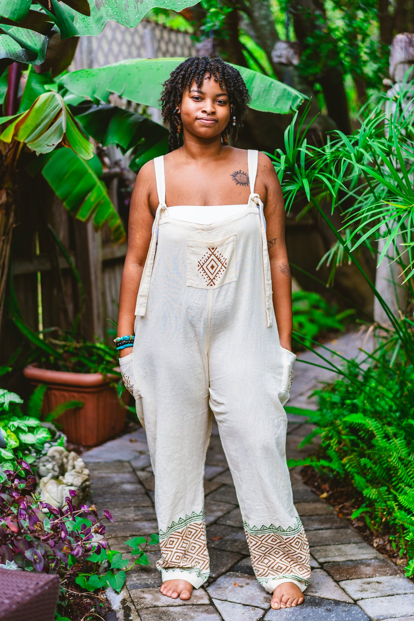 Desert Rose Block Print Overalls