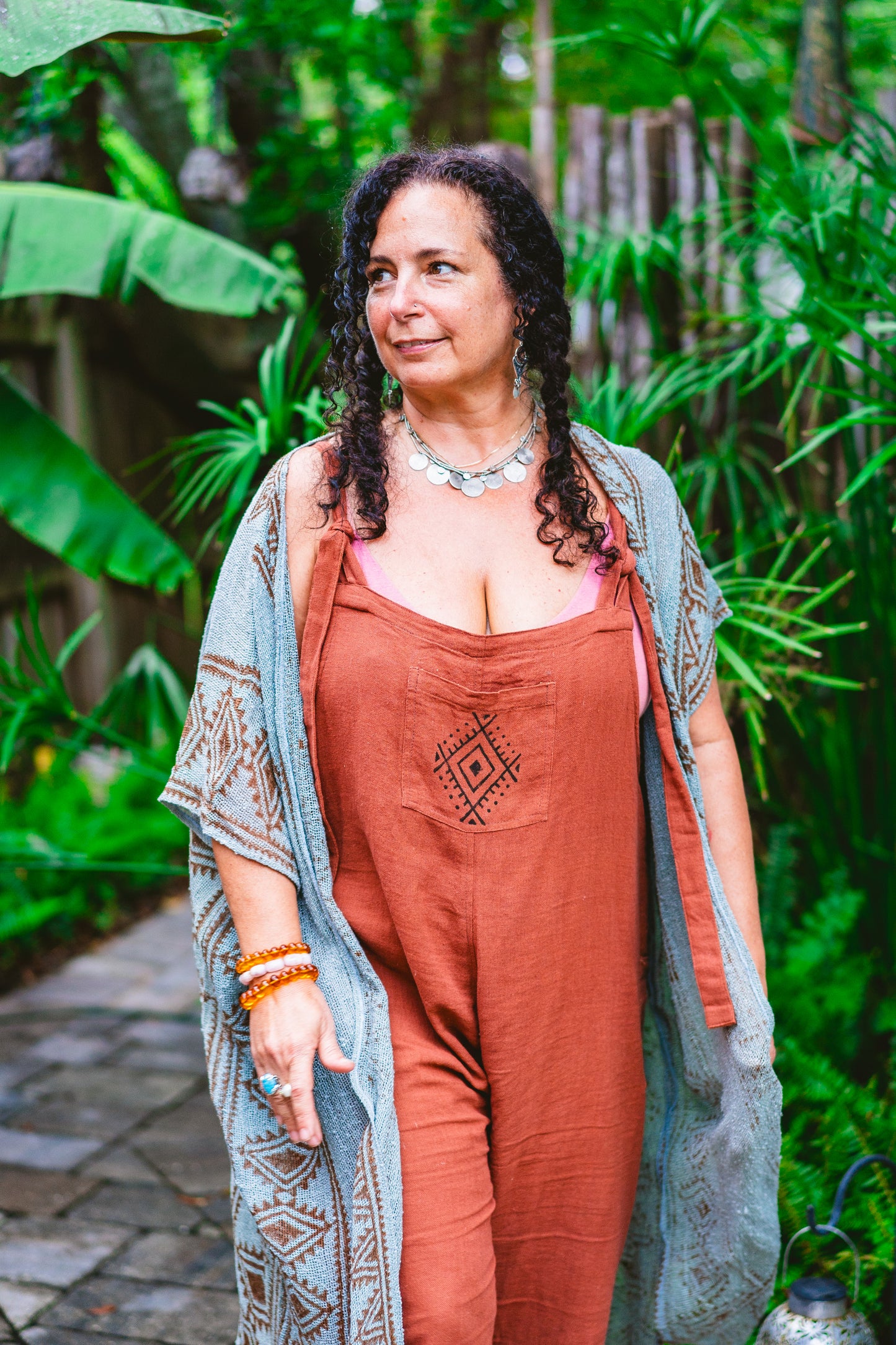 Desert Rose Woven Block Print Kimono