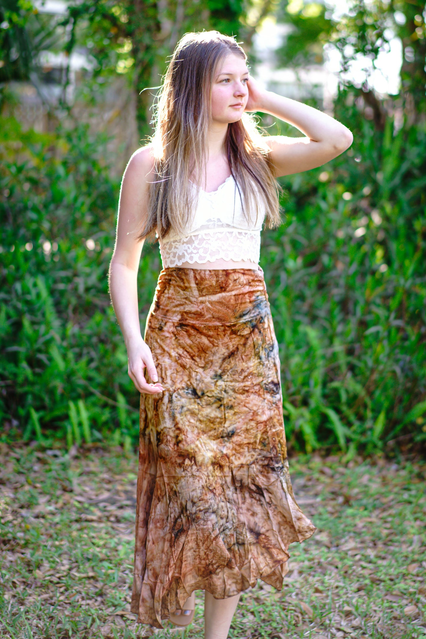 Smokey Tie Dye Asymmetrical Skirt