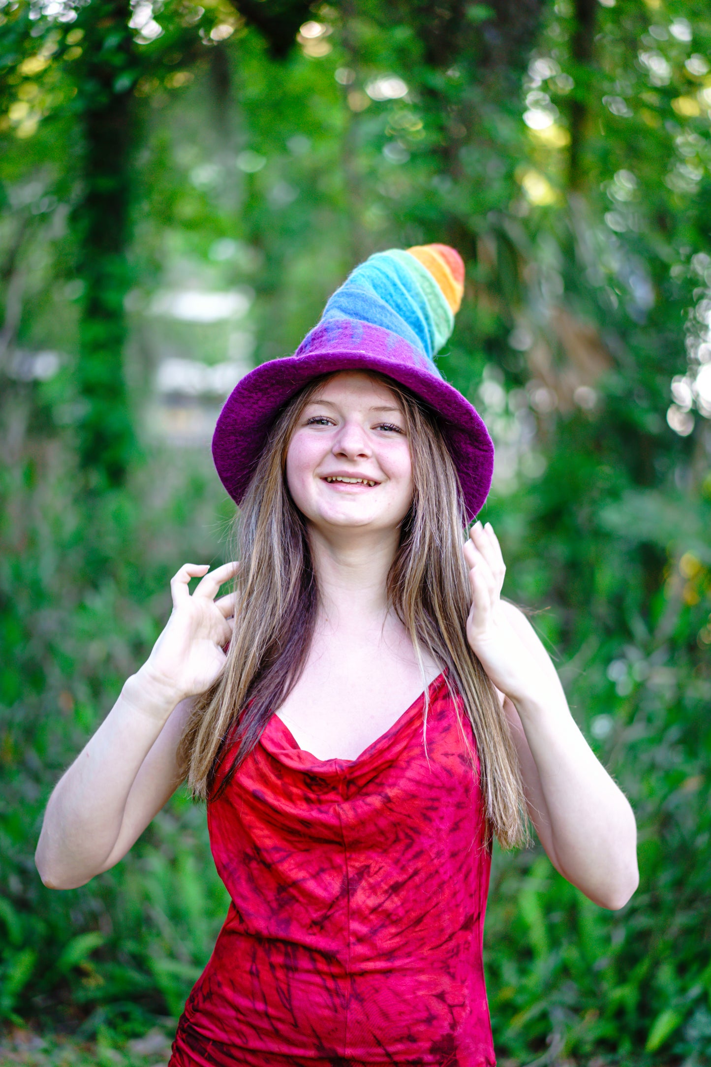 Hand felted Rainbow Hats