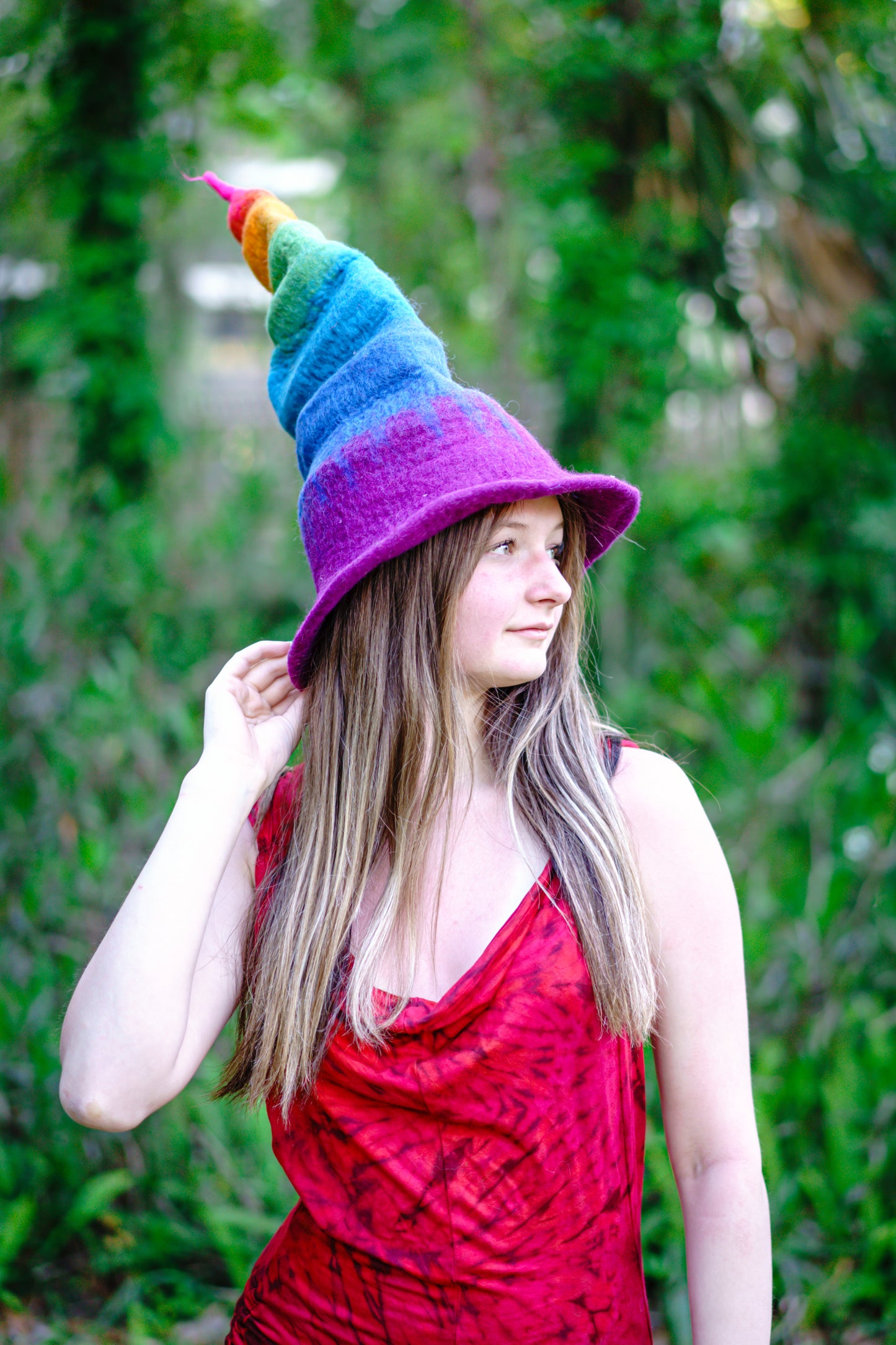 Hand felted Rainbow Hats