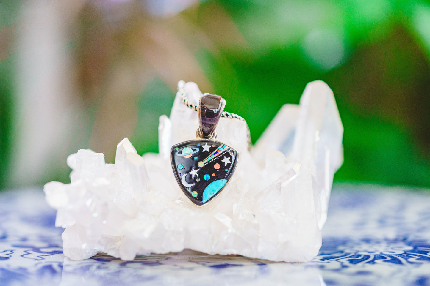 Inlaid Gemstone Galaxy Pendants by David Freeland