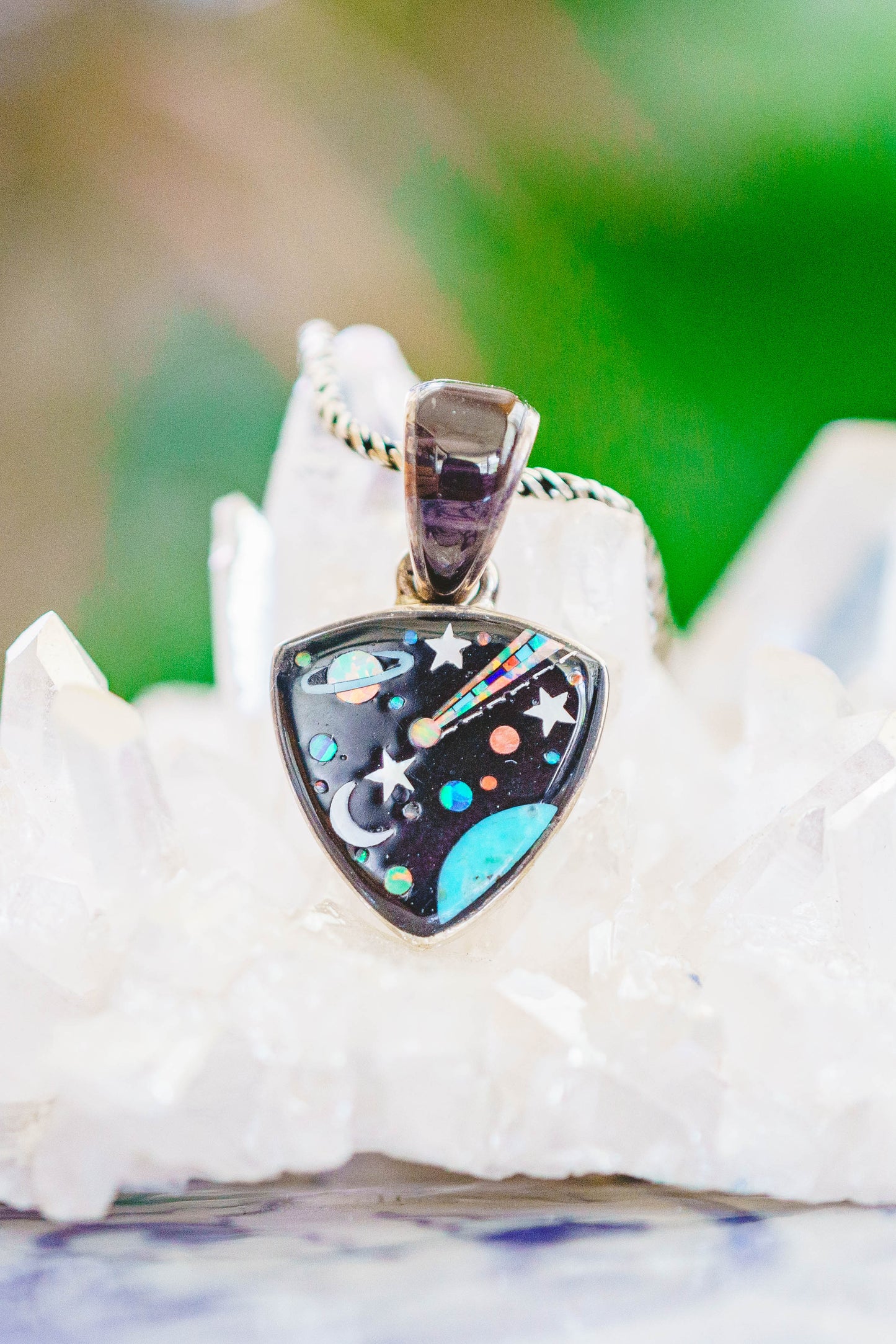 Inlaid Gemstone Galaxy Pendants by David Freeland