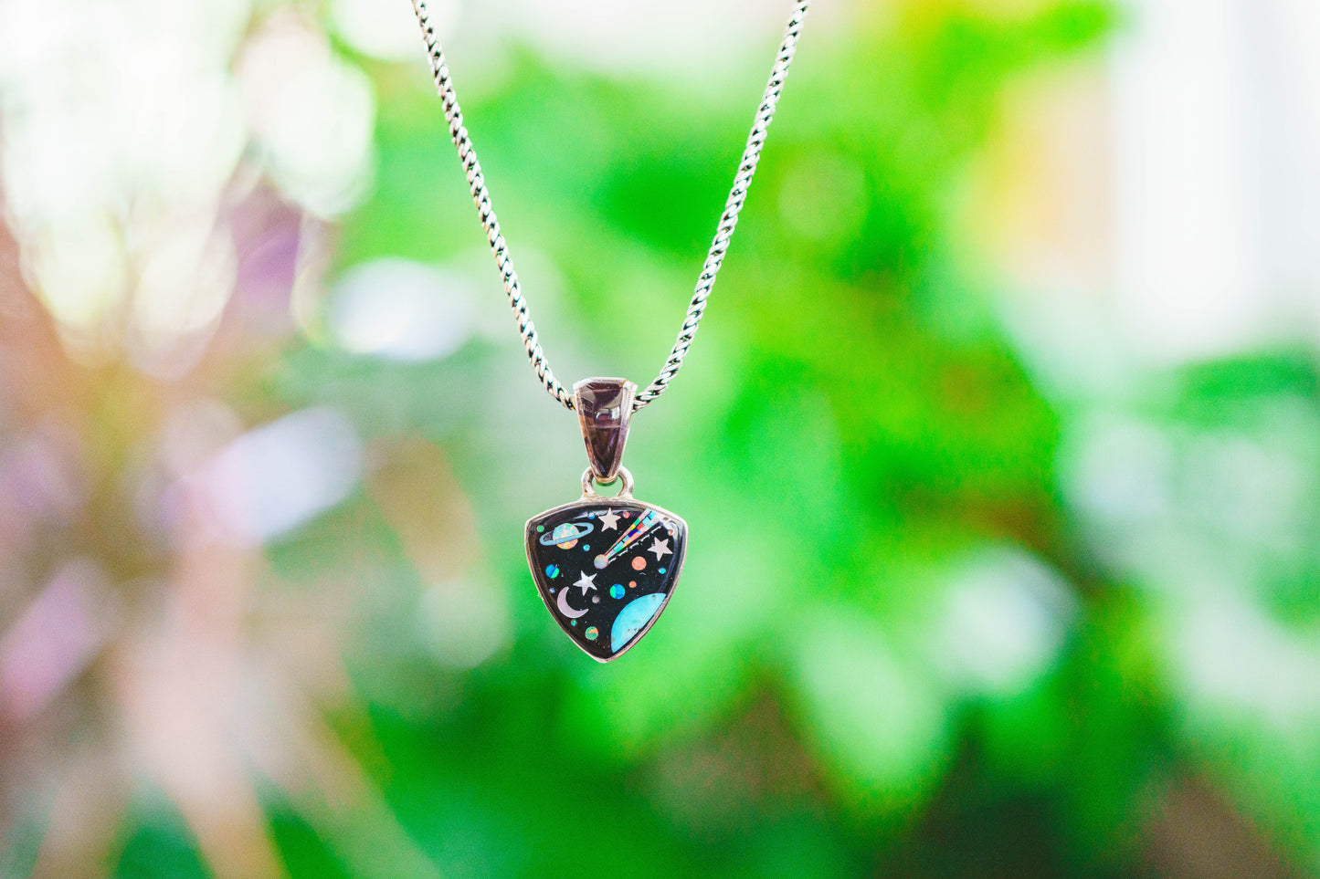 Inlaid Gemstone Galaxy Pendants by David Freeland