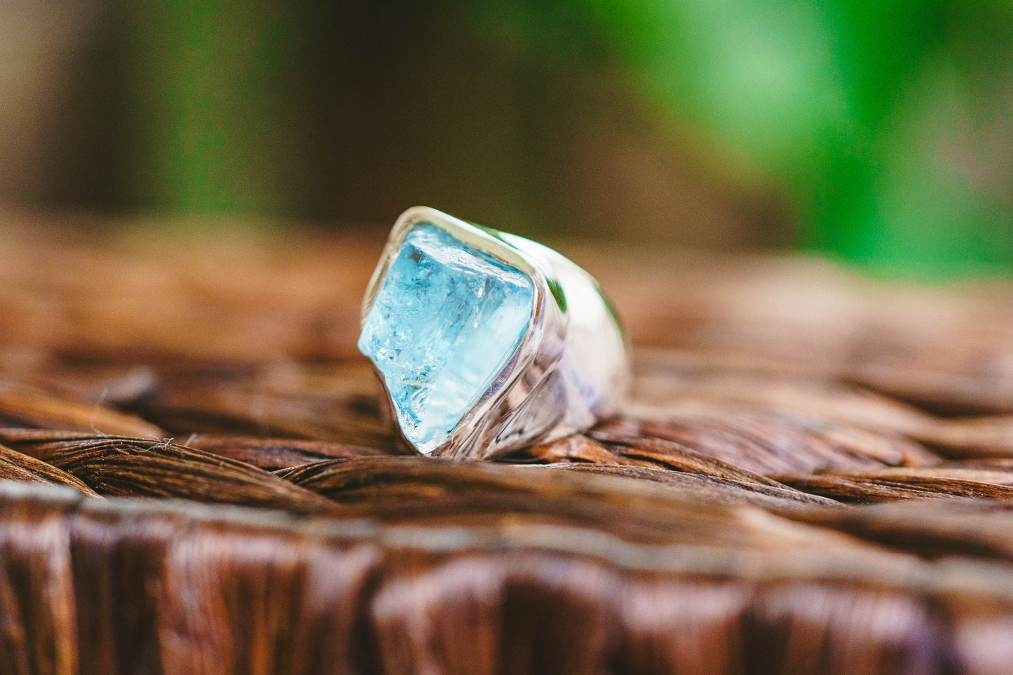 Sterling Silver Raw Blue Topaz Rings