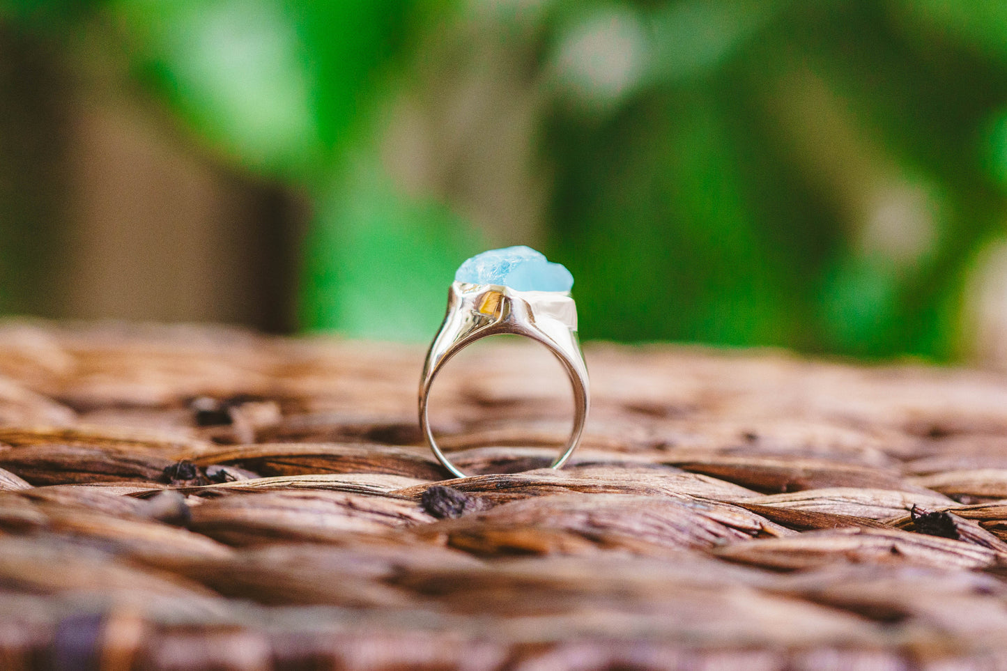 Sterling Silver Raw Blue Topaz Rings