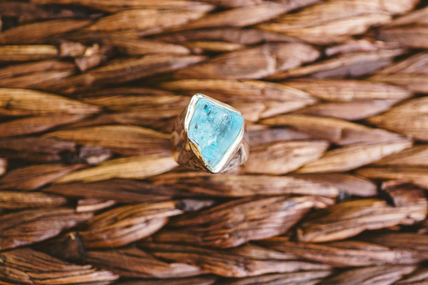 Sterling Silver Raw Blue Topaz Rings