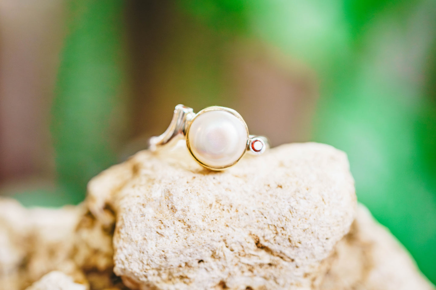 Silver Multi Metal Pearl & Gemstone Rings