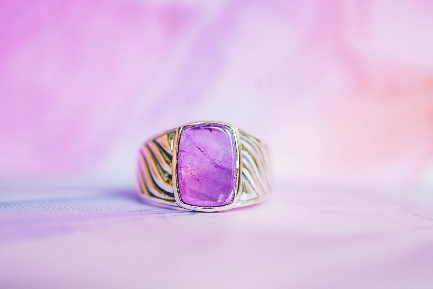 Sterling Silver Gemstone Wave Design Rings