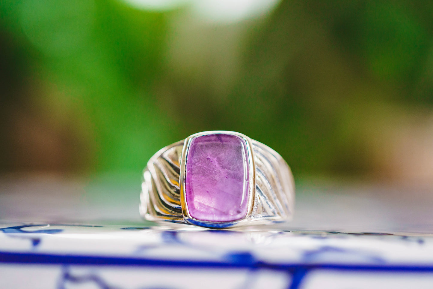 Sterling Silver Gemstone Wave Design Rings