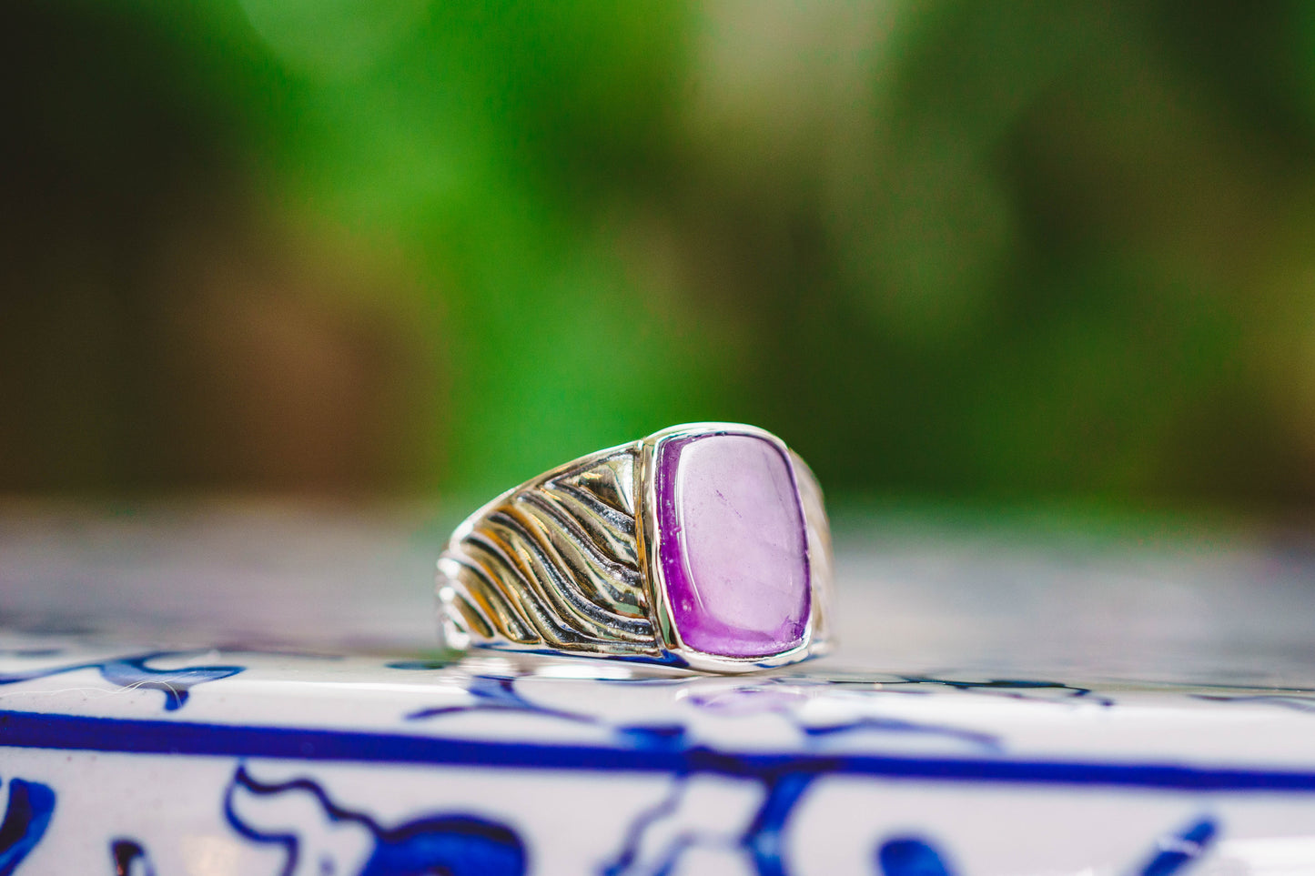 Sterling Silver Gemstone Wave Design Rings