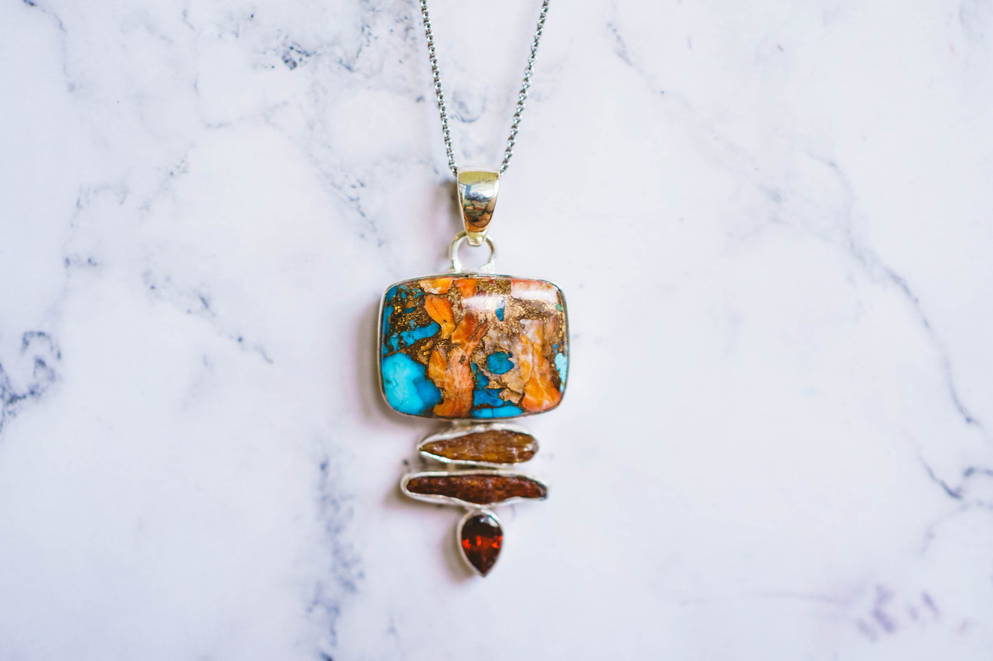 Spiny Oyster Shell Turquoise Pendants