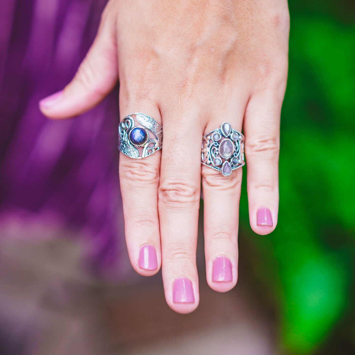 Sterling Silver Labradorite Shield Ring