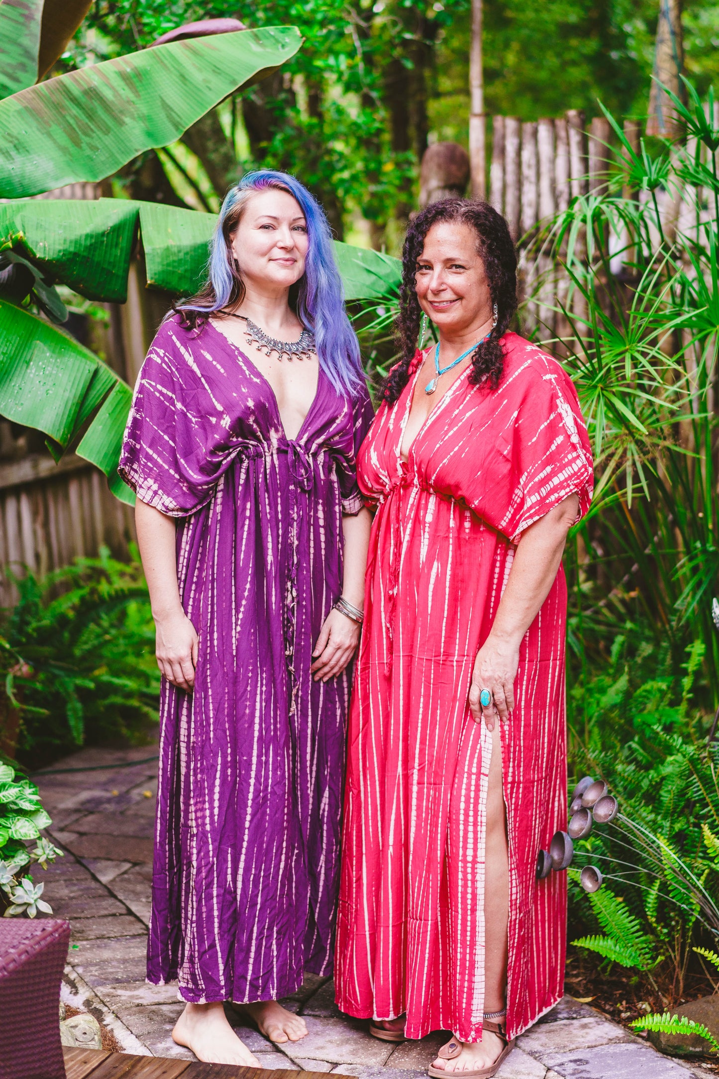 Tie Dyed Striped Maxi Kaftan Dress