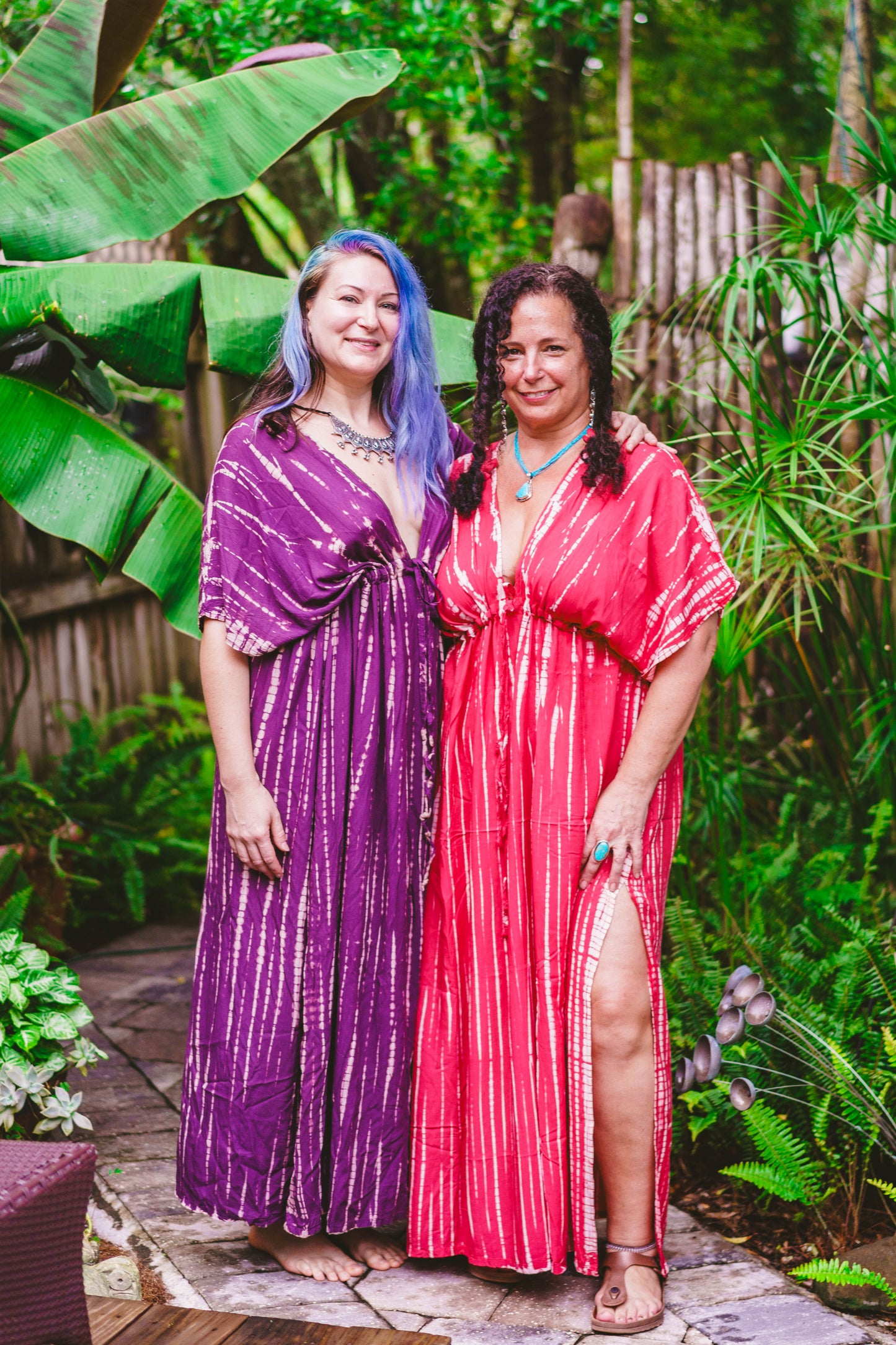Tie Dyed Striped Maxi Kaftan Dress
