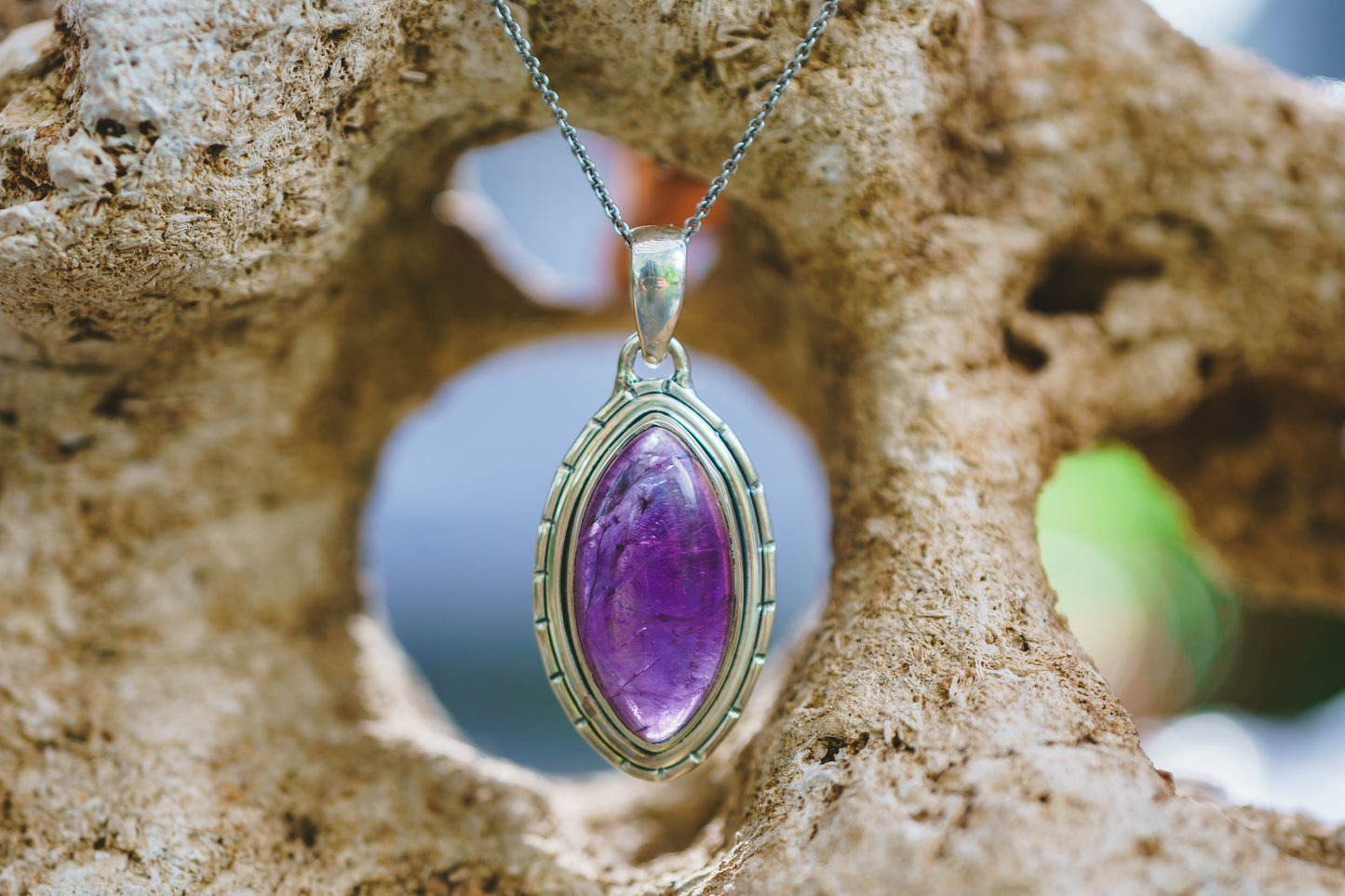 Sterling Silver Marquise Amethyst Pendants