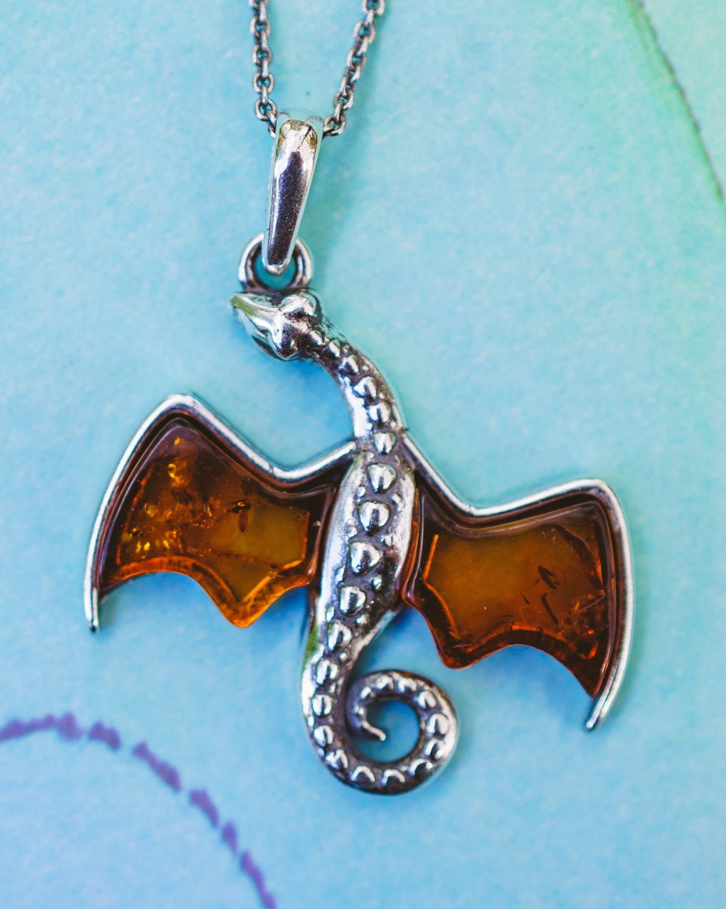 Amber Flying Dragon Pendant