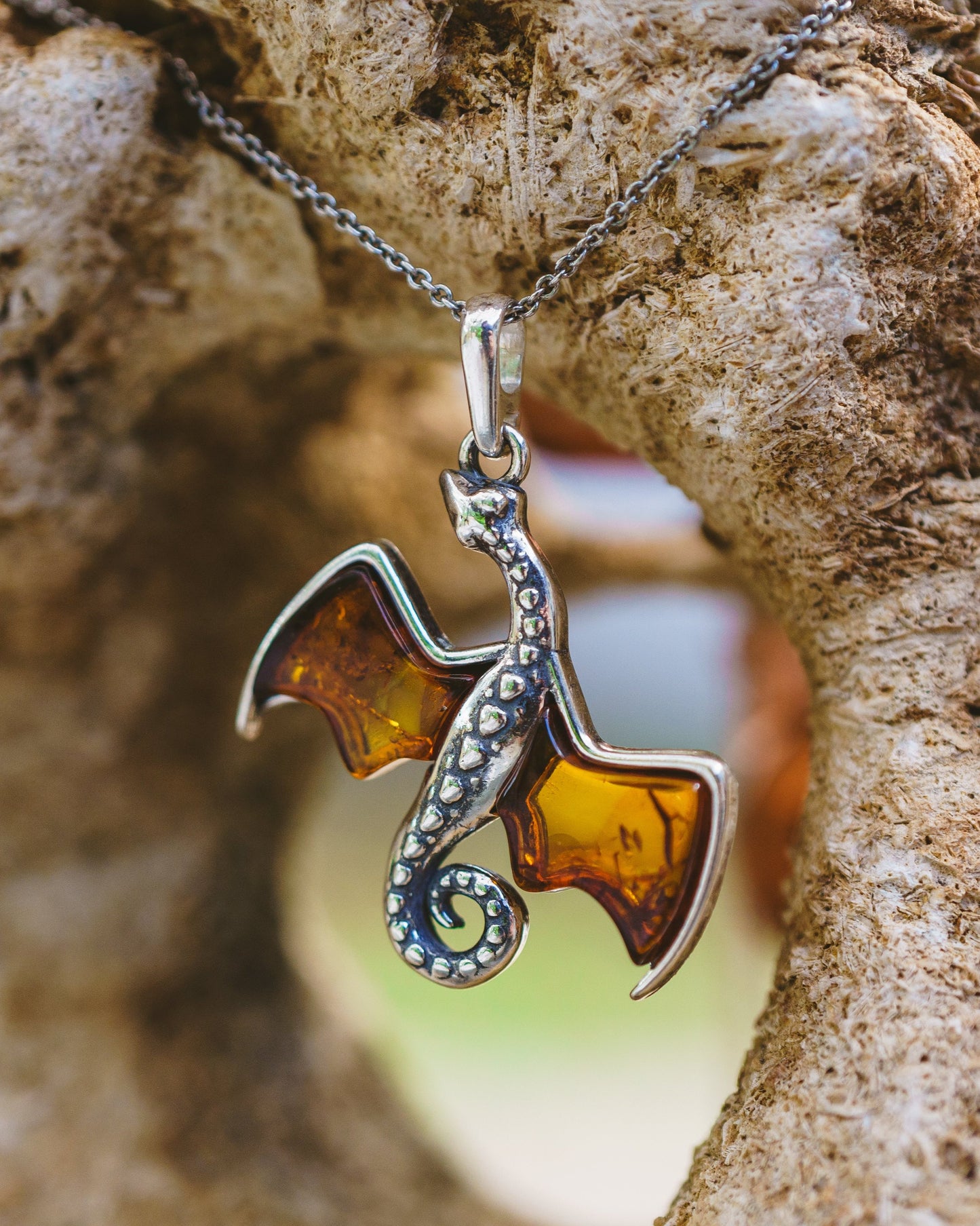 Amber Flying Dragon Pendant
